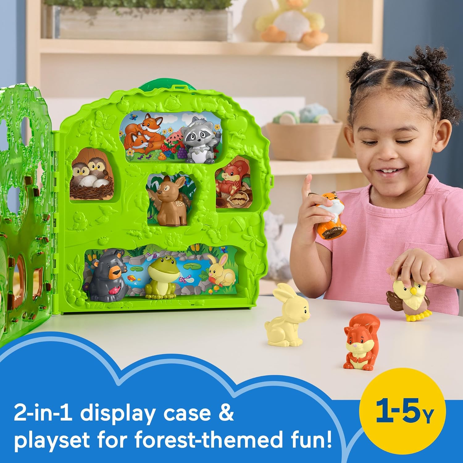 Fisher-Price Little People Forest Friends Carry Case Toddler Playset with Figures, 9 Pieces