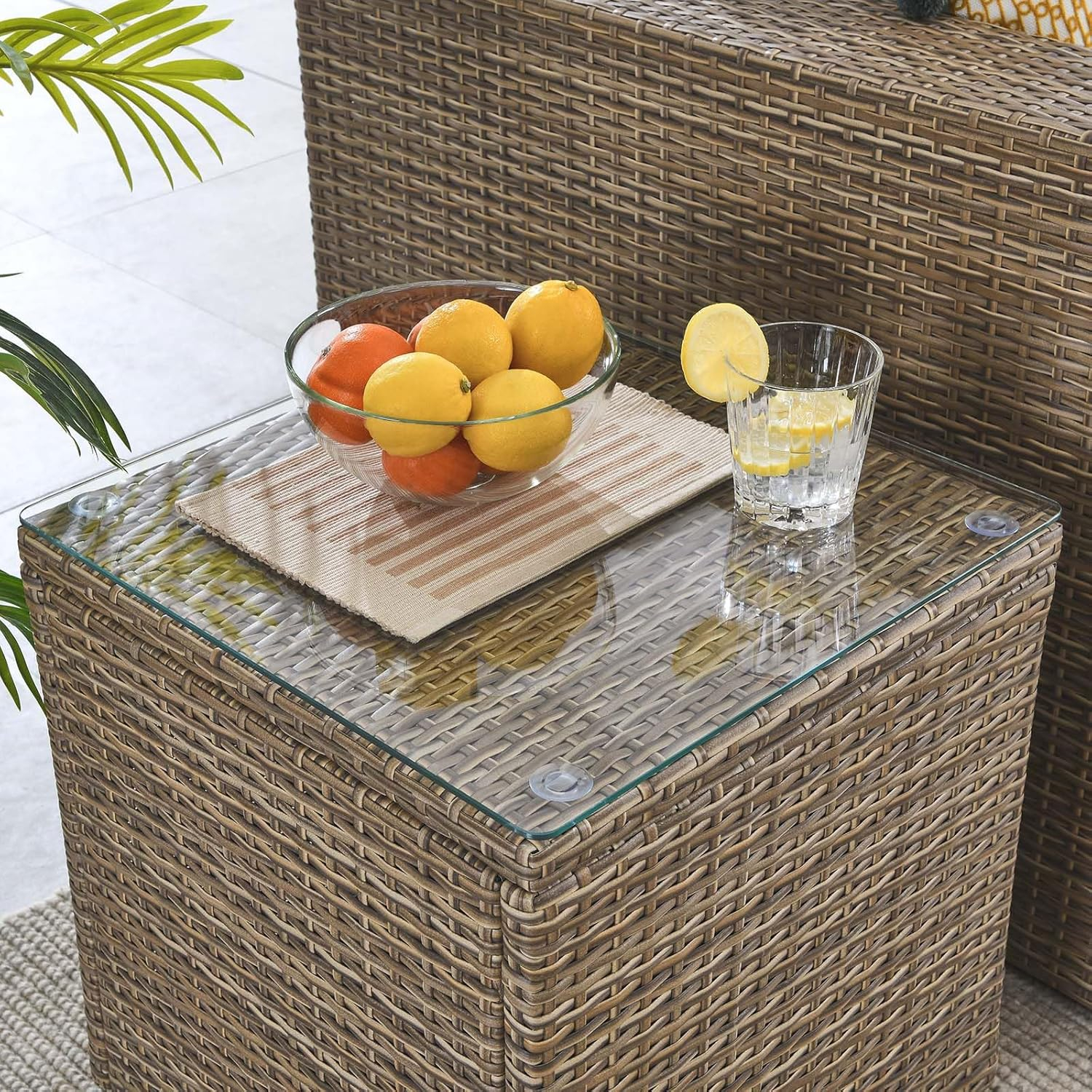 Convene 17.5" Brown Synthetic Rattan Outdoor Side Table