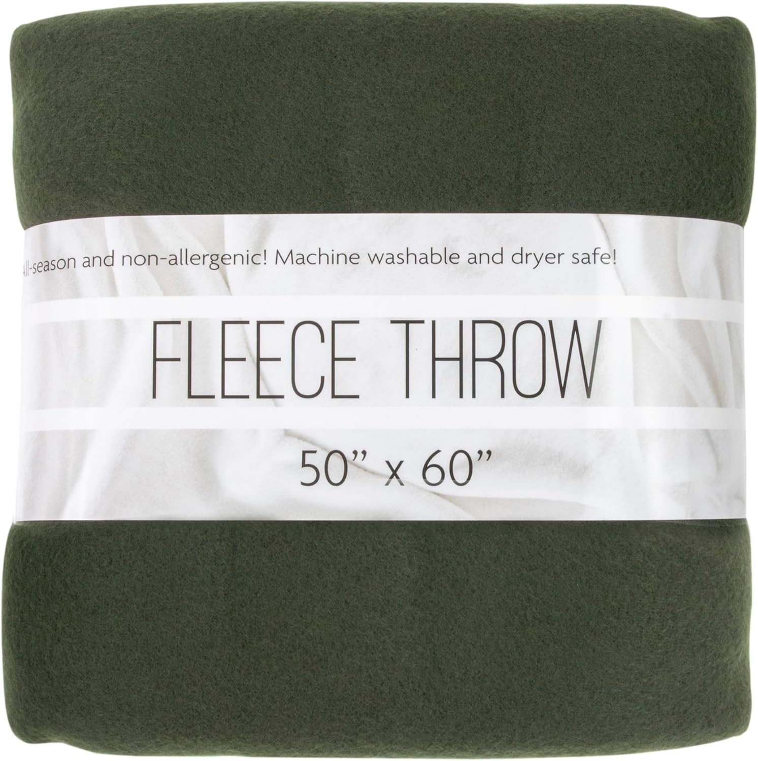 Single Solid Color 60”L x 50”W Fleece Throw Blanket for Fall, Winter, Spring, Summer, Men, Women, Children & Pets in Dark Green