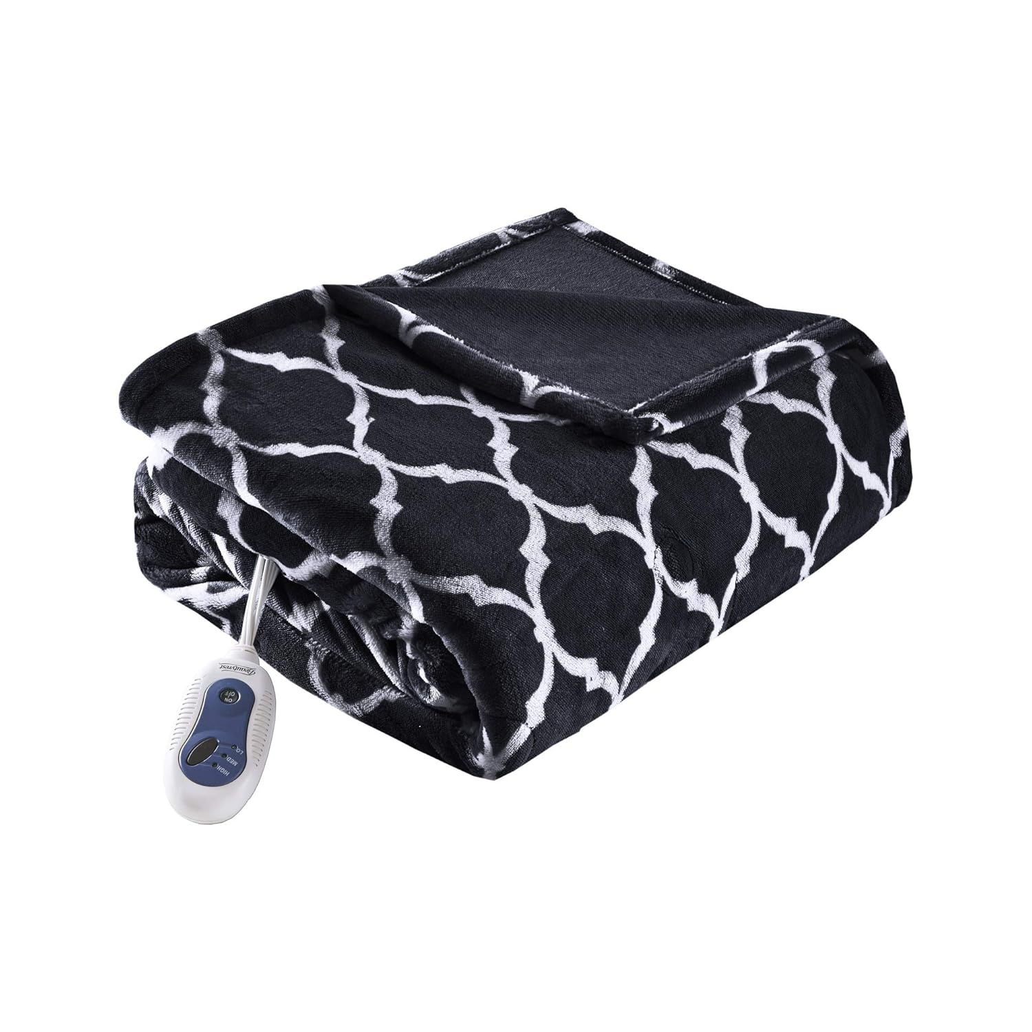 Black and White Knitted Electric Fleece Throw Blanket
