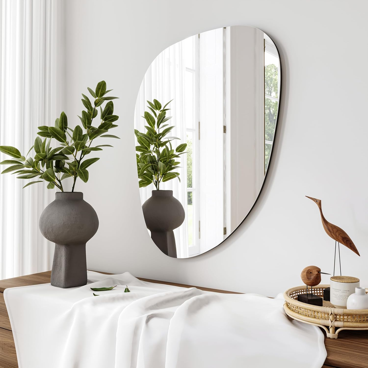 DWELLER Irregular Mirror for Wall Decor 36.2"x27.1", Asymmetrical Mirror, Modern Frameless Wall Mirror for Bathroom Bedroom Entryway Living Room Vanity