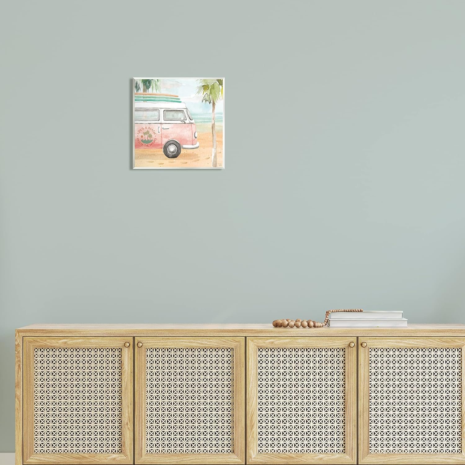 Stupell Industries Life's a Beach Pink Surf Van Painting Unframed Art Print Wall Art, Design by Dina June