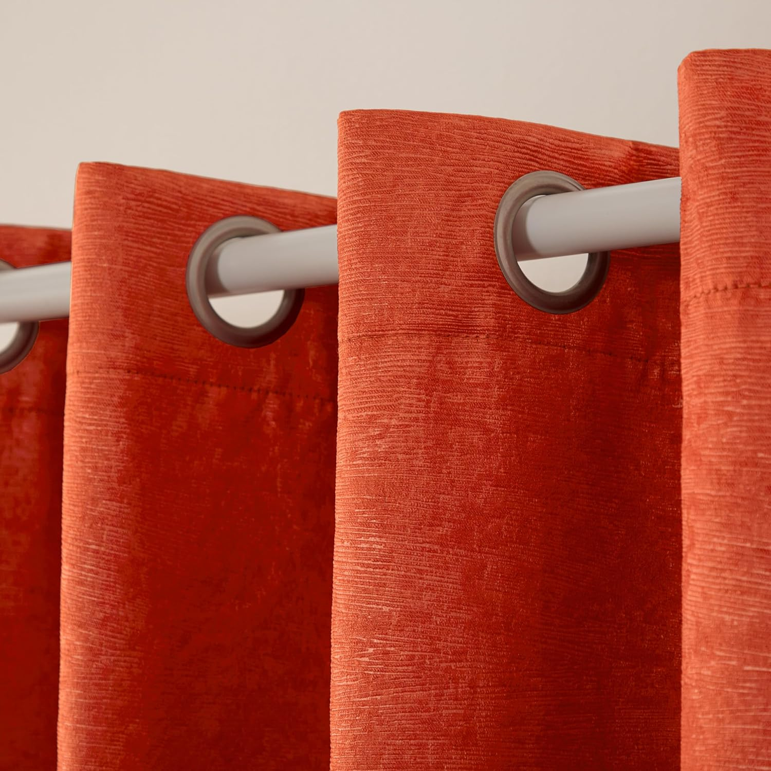 TOWN & COUNTRY EVERYDAY Lustre Solid Heavyweight Textured Sateen Indoor Curtains, Room Darkening Opacity, Grommet Top, Energy Efficient, 2-Pack Set, 52"x108", Mecca Orange