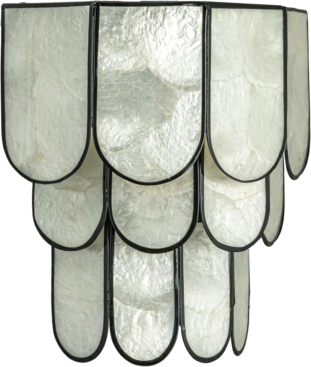 Creative Co-Op 4-Tier Capiz and Metal Wall Sconce, Natural with Black