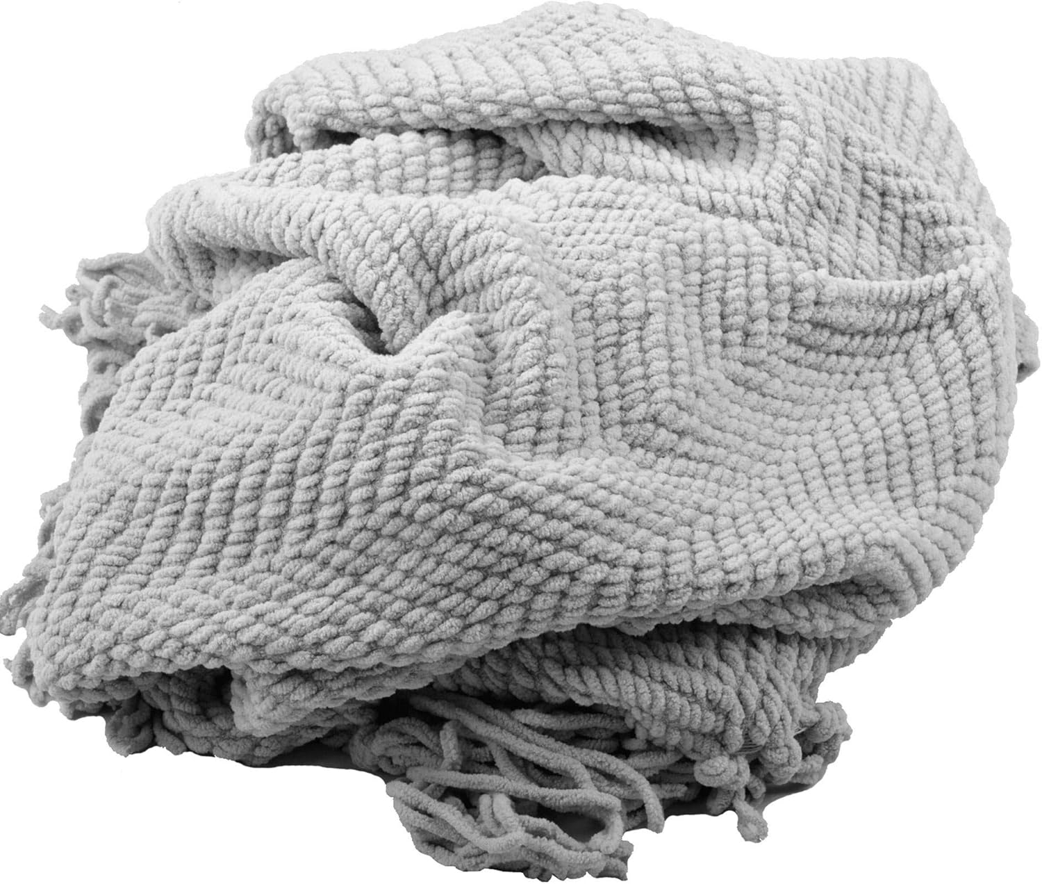 Home Soft Things Reversible Tweed Throw Blanket, Super Soft & Cozy - Silver, 50x60"