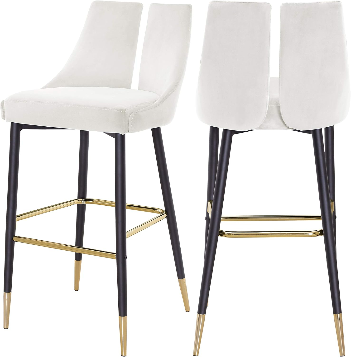 Meridian Furniture Sleek Black Velvet Stool (Set of 2)