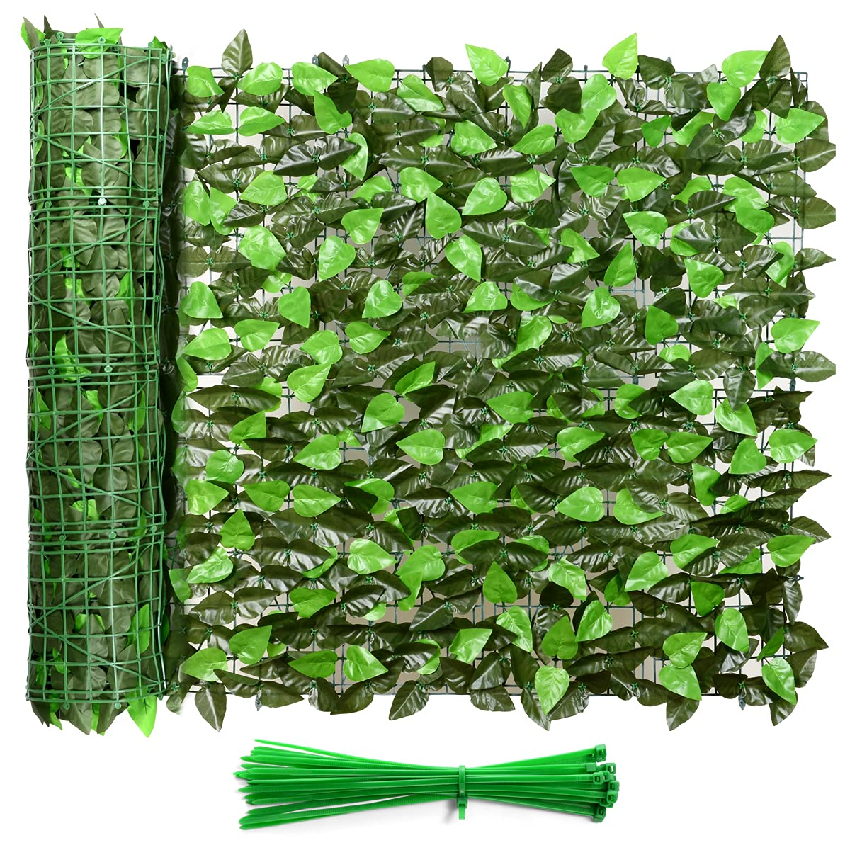 Eden's Decor Artificial Ivy Privacy Fence Screen 120"X40", Artificial Hedges Fence and Faux Ivy Vine Forest-Color/Mint Green Leaves Decoration for Outdoor Decor, Garden, Yard, Porch, Patio