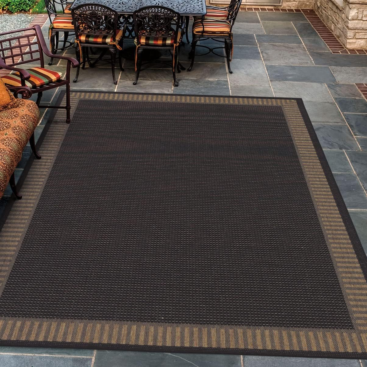 Black Synthetic Flat Woven Reversible Area Rug 70" x 110"