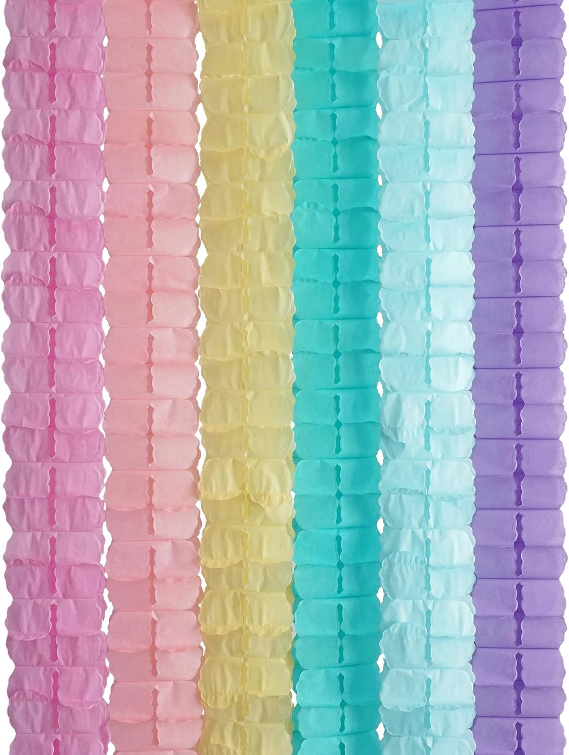 3D Four Leaf Flower Tissue Paper Hanging Streamers for All Party Events, Photo Garland Backdrop, 12-Pack (Unicorn Pastel)