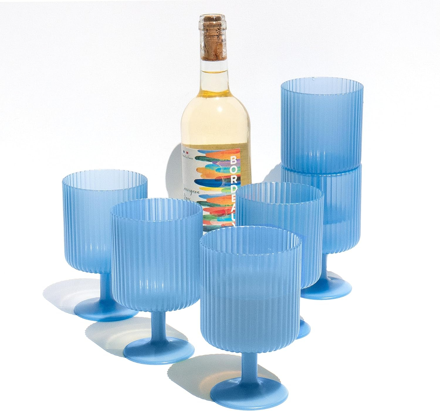 Blue Polypropylene Shatterproof Stacking Goblet Set of 6