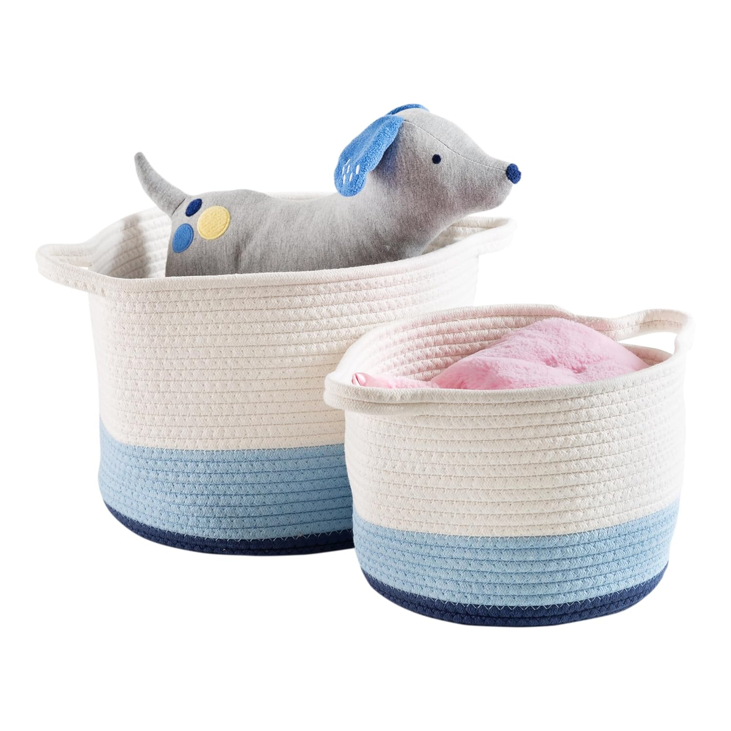 Honey-Can-Do Cotton Rope Nesting Storage Basket Set, Blue Ombré