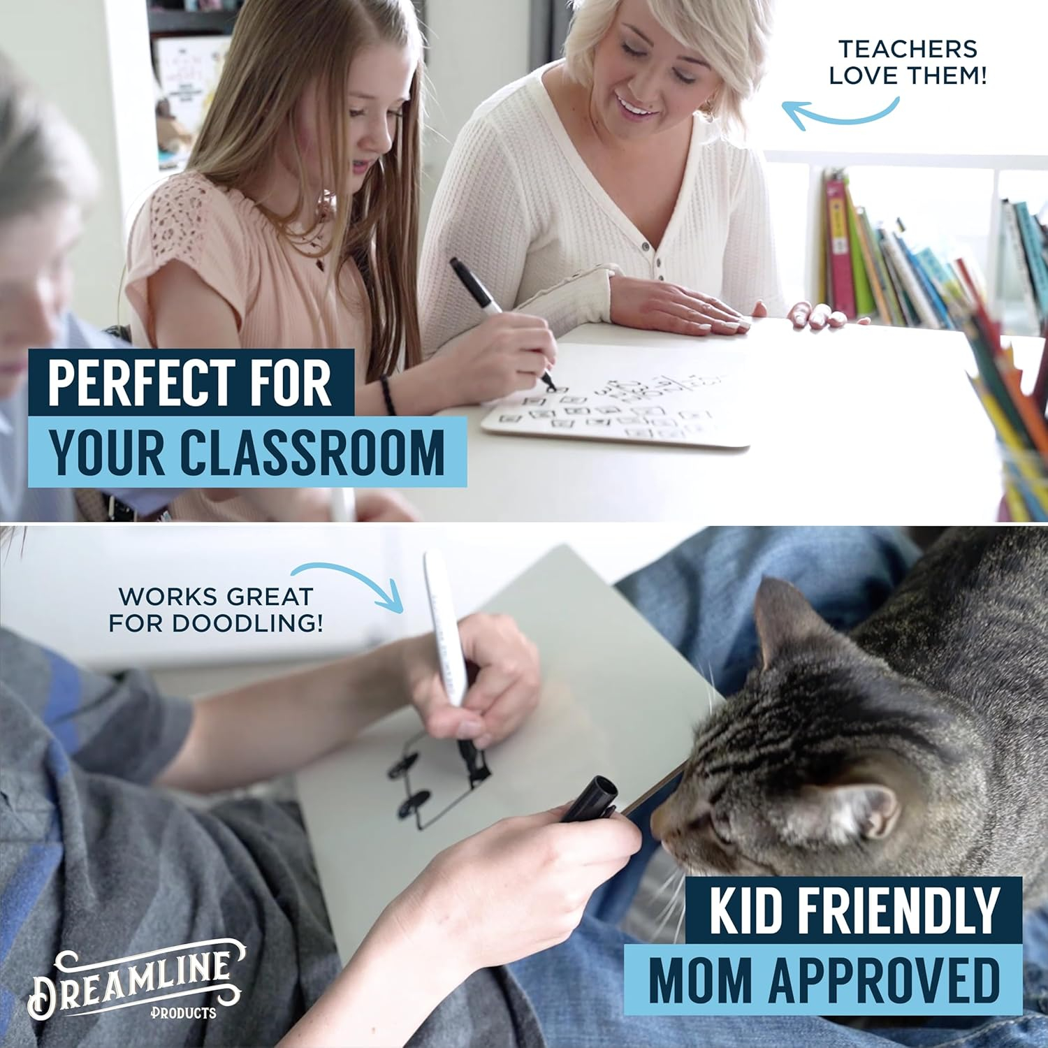 Dry Erase Lapboards Student Pack of 30 | 9 x 12 inch Double Sided White Boards (Plus Accessories) | Small Mini White Dry Erase Boards for Students Whiteboards, Teacher Supplies, Classroom