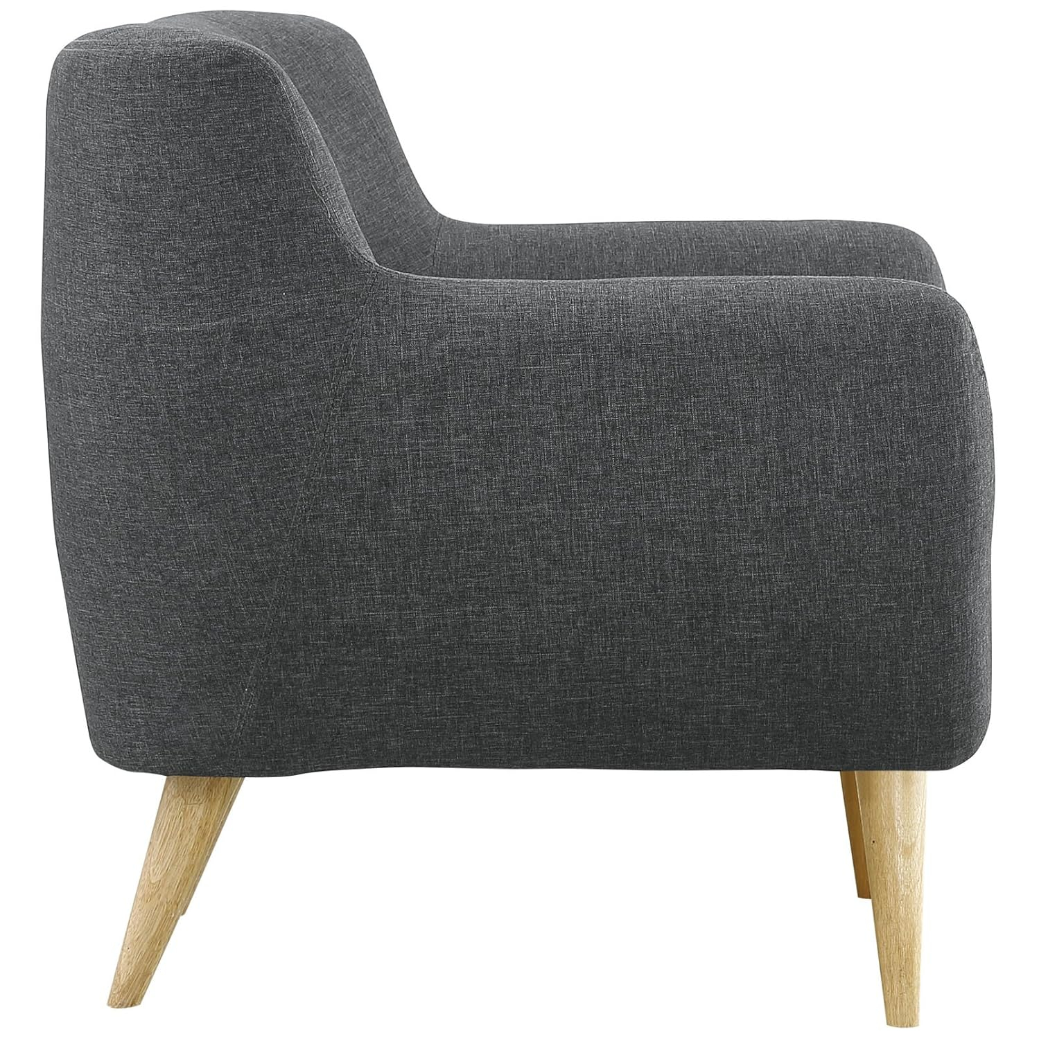 Gray Mid-Century Modern Upholstered Accent Chair with Wood Legs