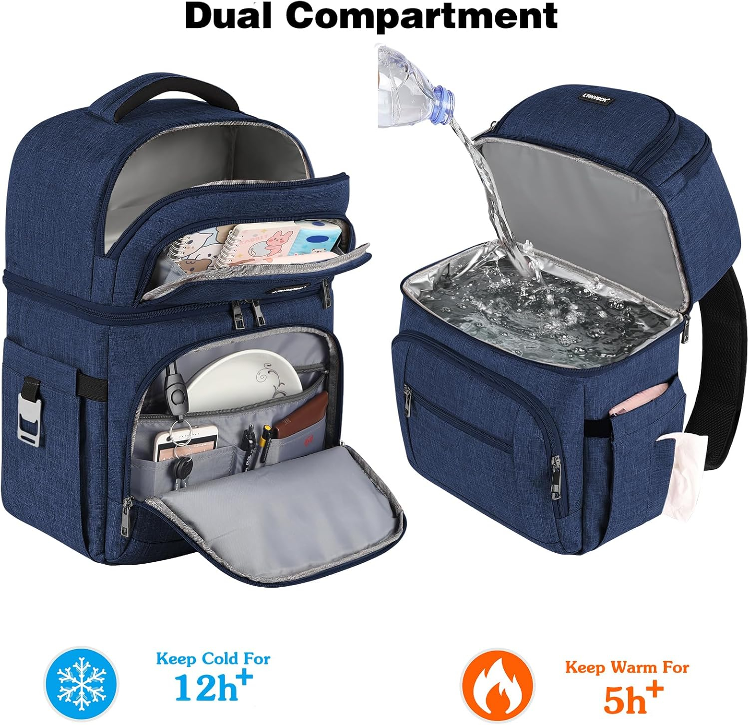 Cooler Backpack,Insulated Backpack Cooler Leakproof Double Deck Cooler Bag for Men Women RFID Lunch Backpack