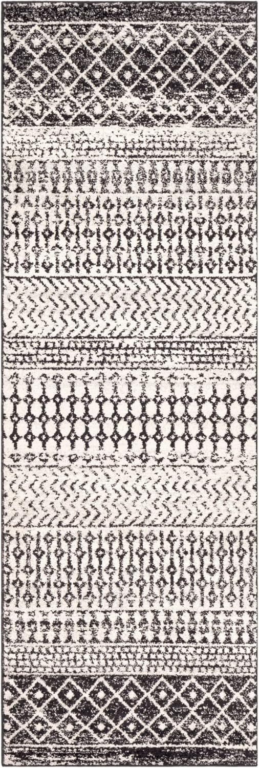 Livabliss Chester Boho Moroccan Runner Area Rug,2'7" x 7'6",Black