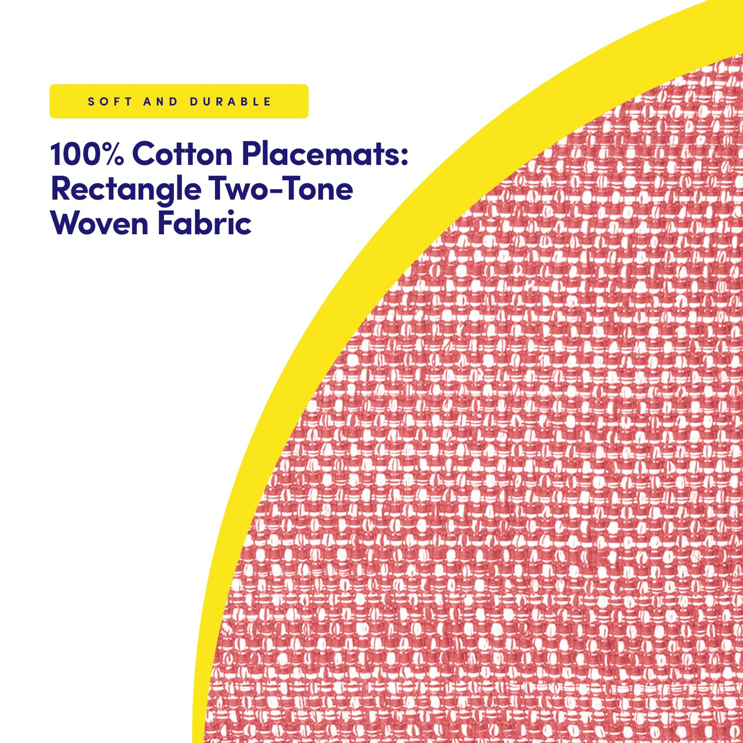 Sweet Home Collection 100% Cotton Placemats for Dining Room Rectangle Two Tone Woven Fabric 13" x 19" Soft Durable Table Mat Set, Set of 4, Pink