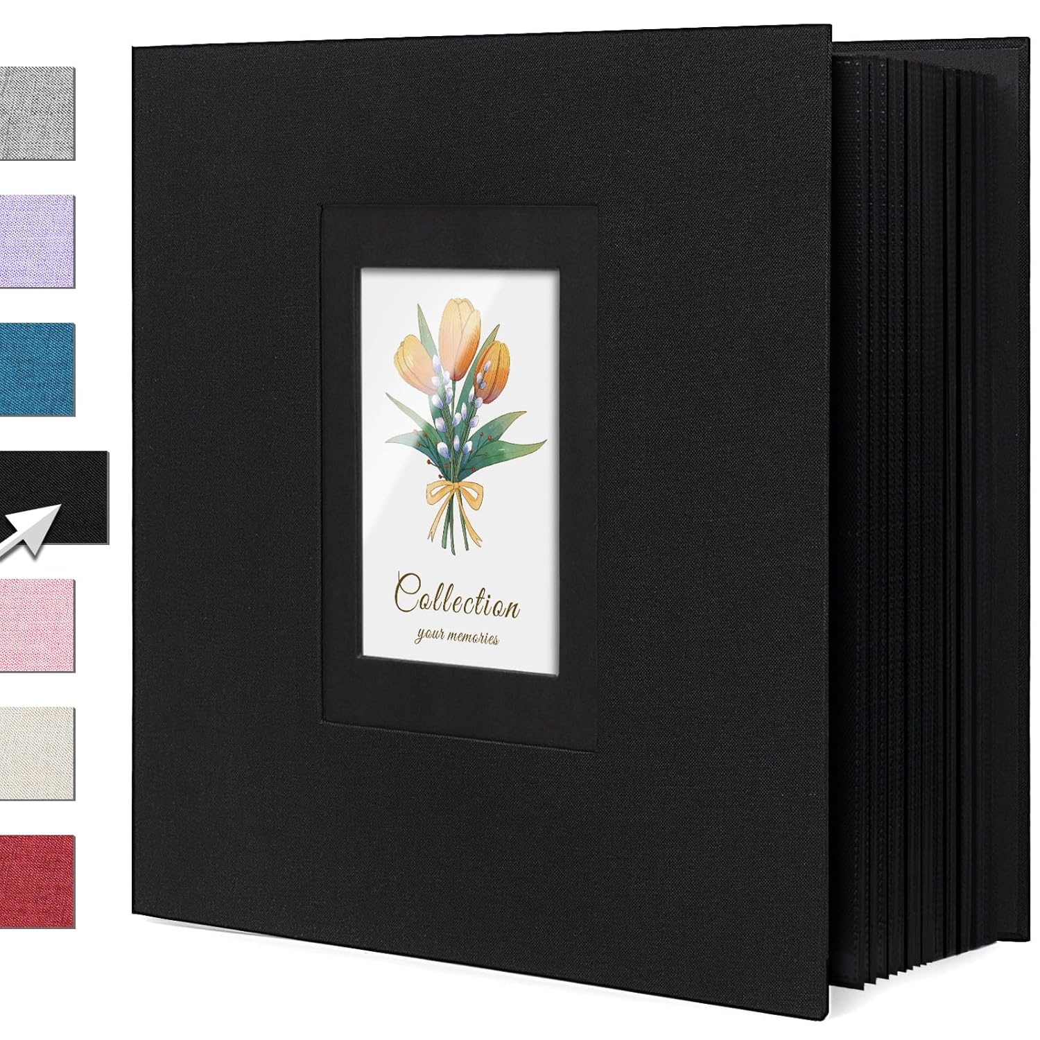 Linen Photo Album 4x6 Large Capacity 1000 Pockets Pictures Fabric Cover Books Albums Wedding School Family Anniversary Baby Memory Engagement Travel Albums(Black, 1000 Pockets)