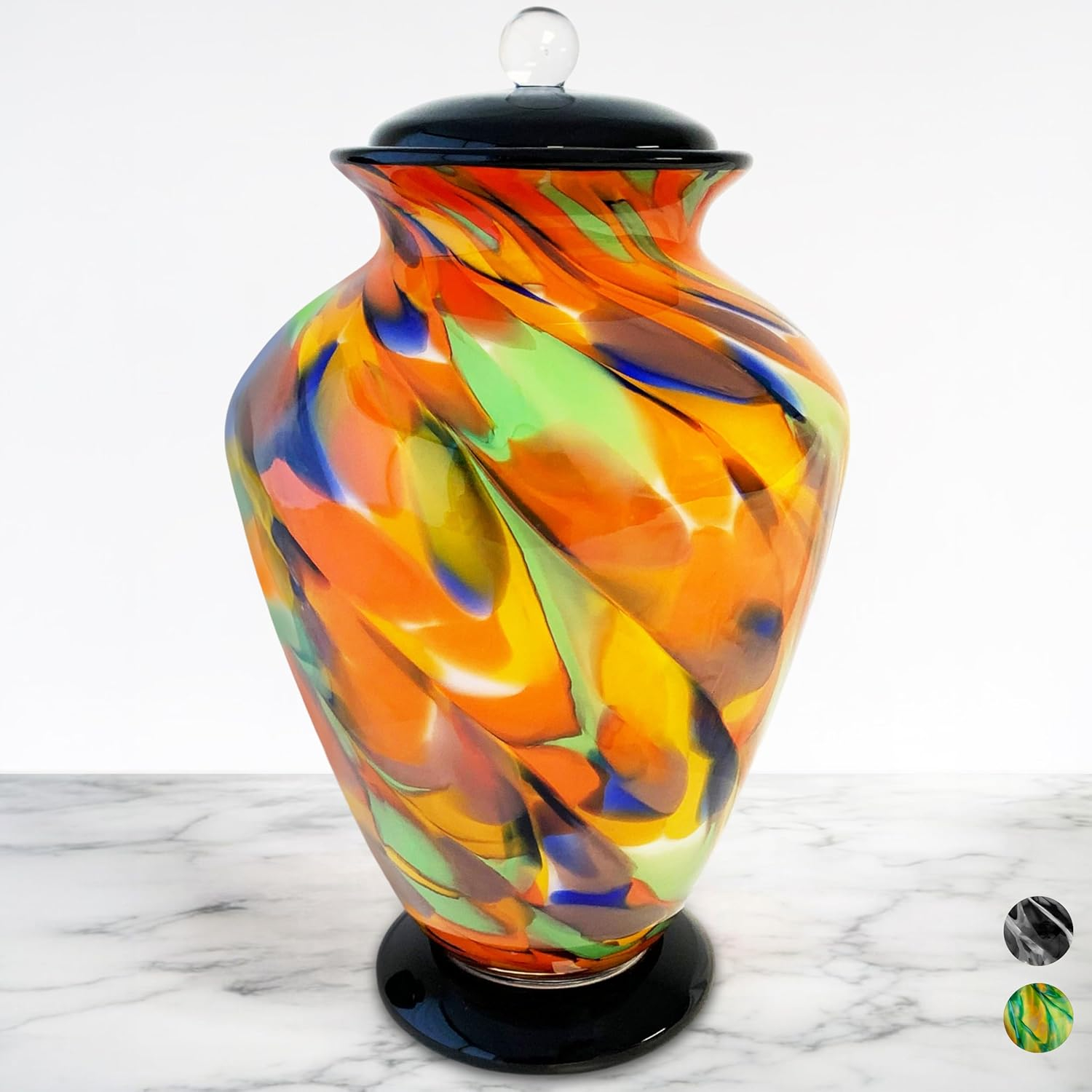 Everlight Memorials Autumn Radiance Hand Blown Glass Cremation Urns for Human Ashes