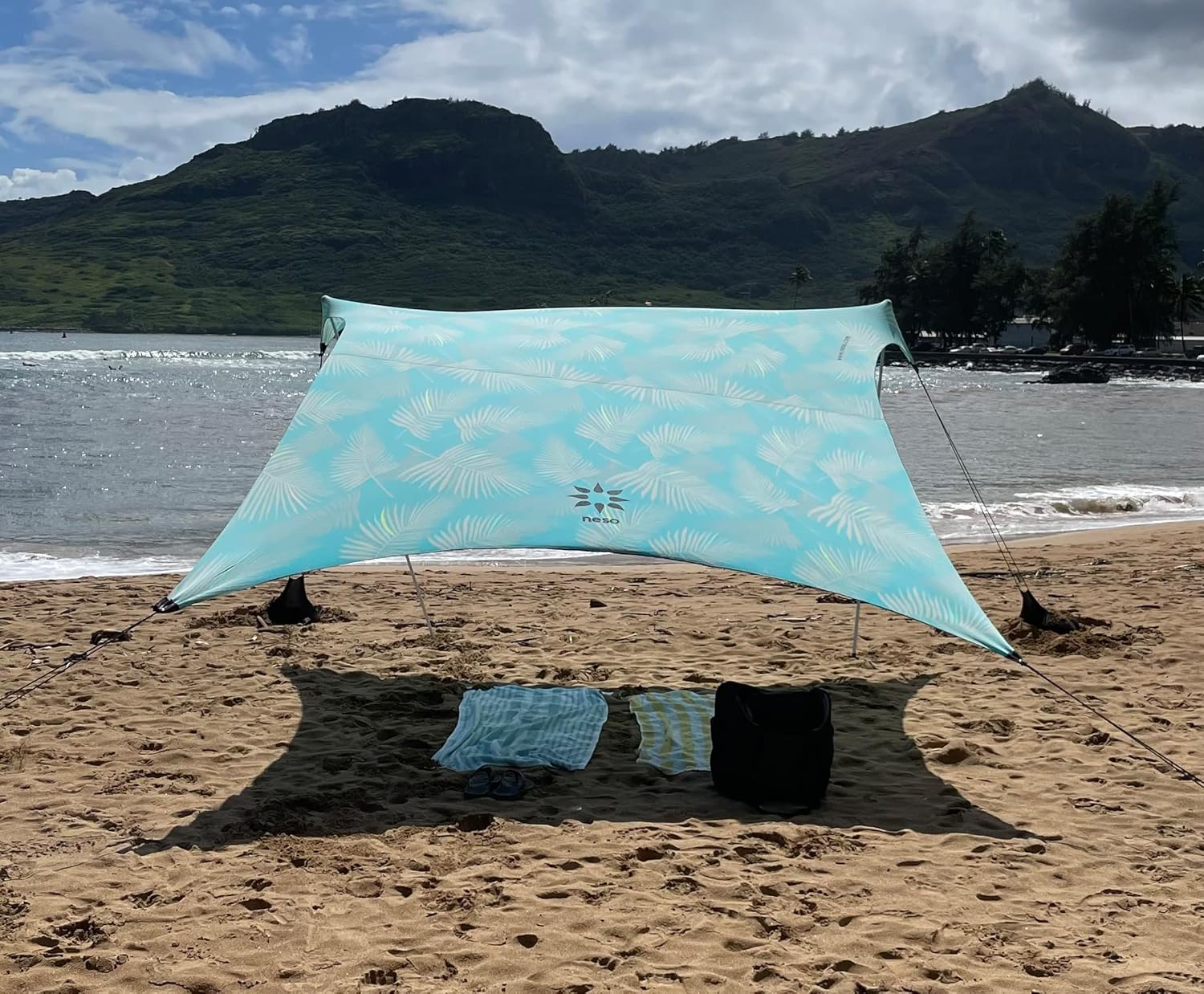 Large Blue Nylon Beach Tent with Aluminum Poles