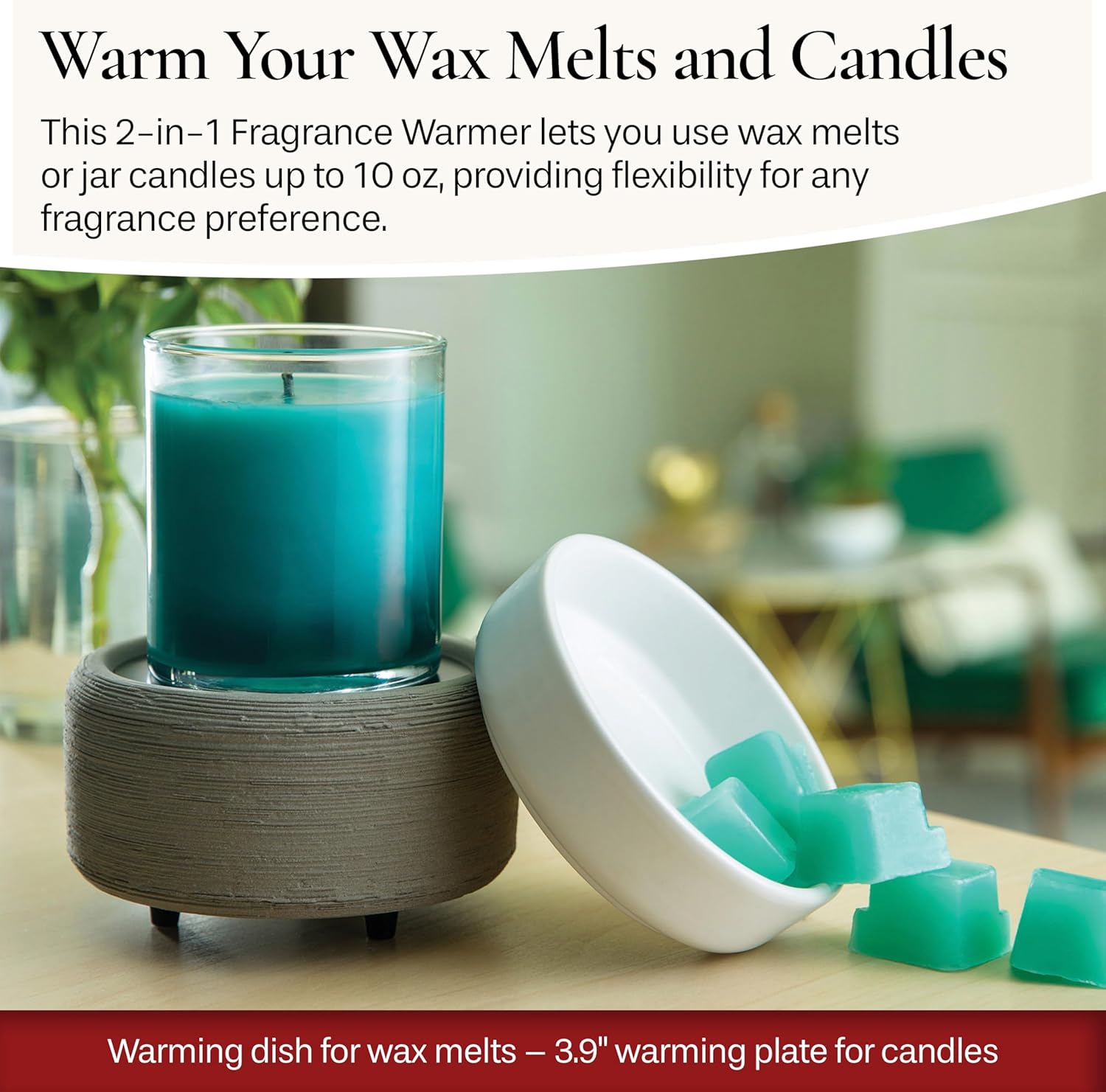 CANDLE WARMERS ETC 2-in-1 Candle and Fragrance Warmer, Gray Texture