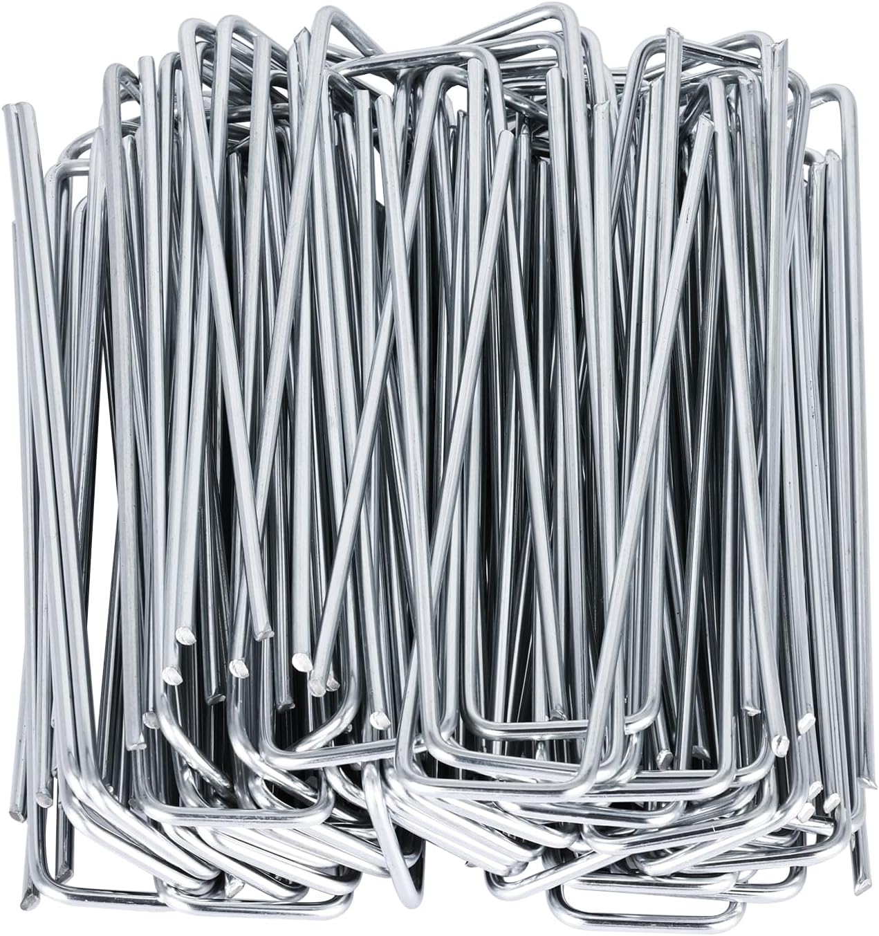 Finderomend 100 Pack Landscape Staples, 6" 8 Gauge Galvanized Steel Garden Stakes,Landscape Pins Turf Staples for Securing Weed Barrier Artificial Grass