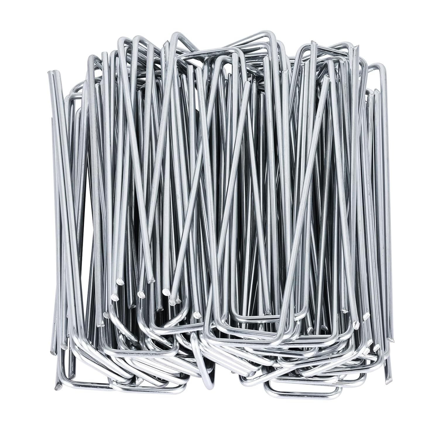 Finderomend 100 Pack Landscape Staples, 6" 8 Gauge Galvanized Steel Garden Stakes,Landscape Pins Turf Staples for Securing Weed Barrier Artificial Grass