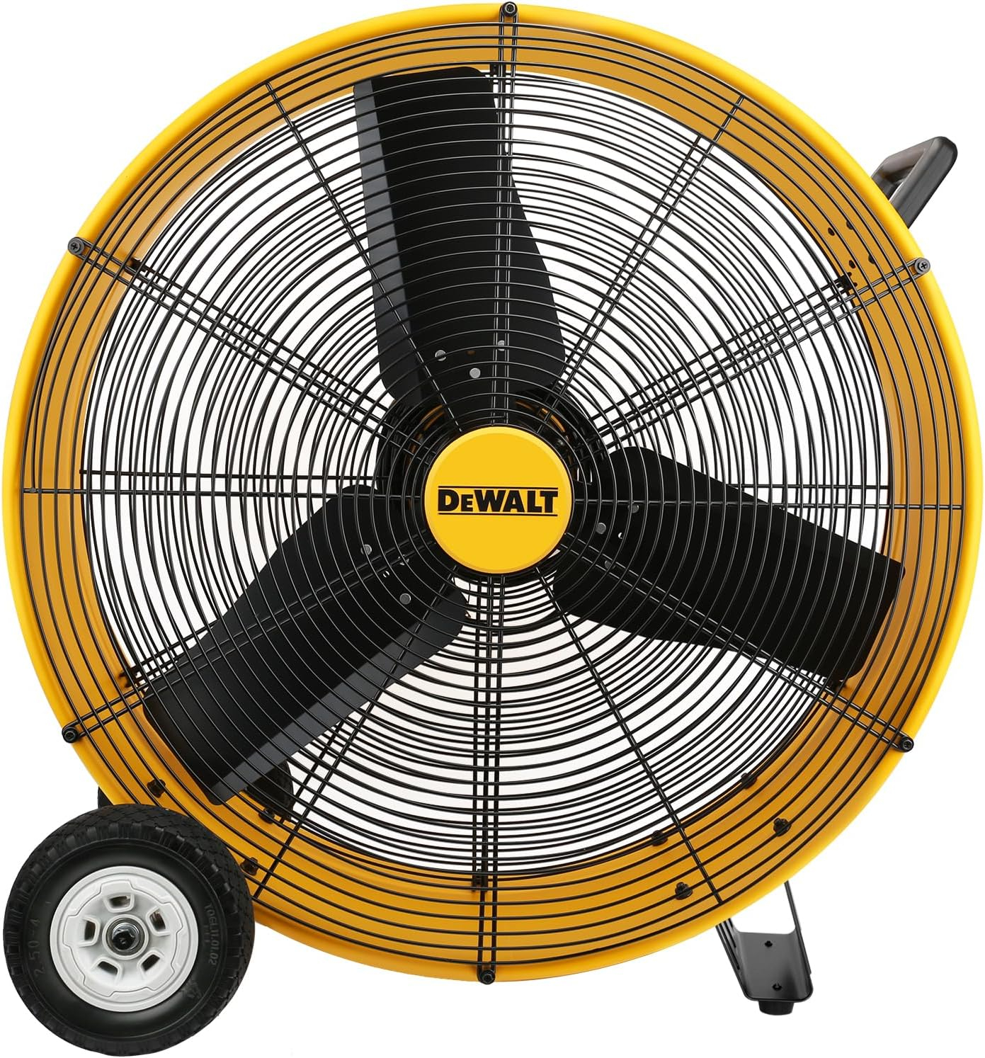 Yellow High-Velocity 30" Industrial Drum Floor Fan with Metal Blades