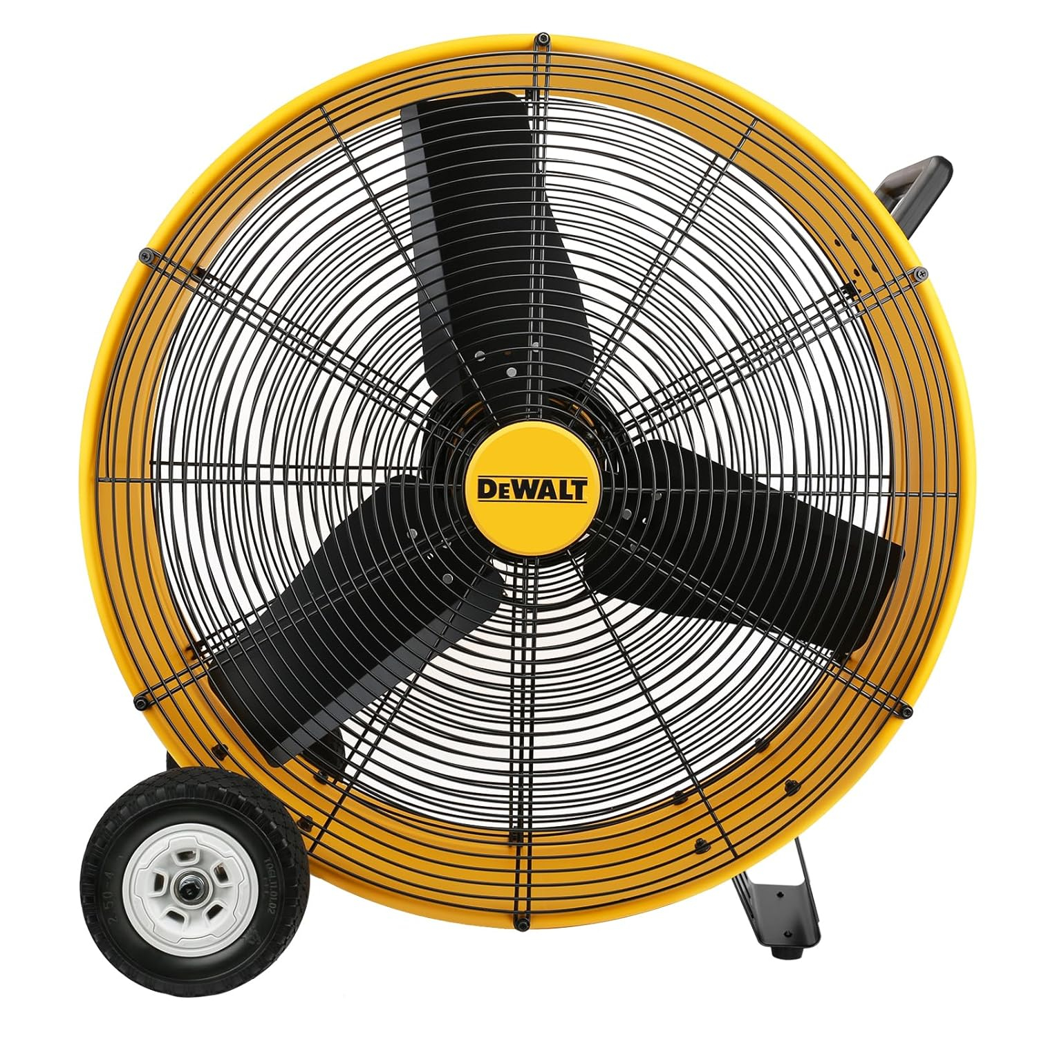 Yellow High-Velocity 30" Industrial Drum Floor Fan with Metal Blades