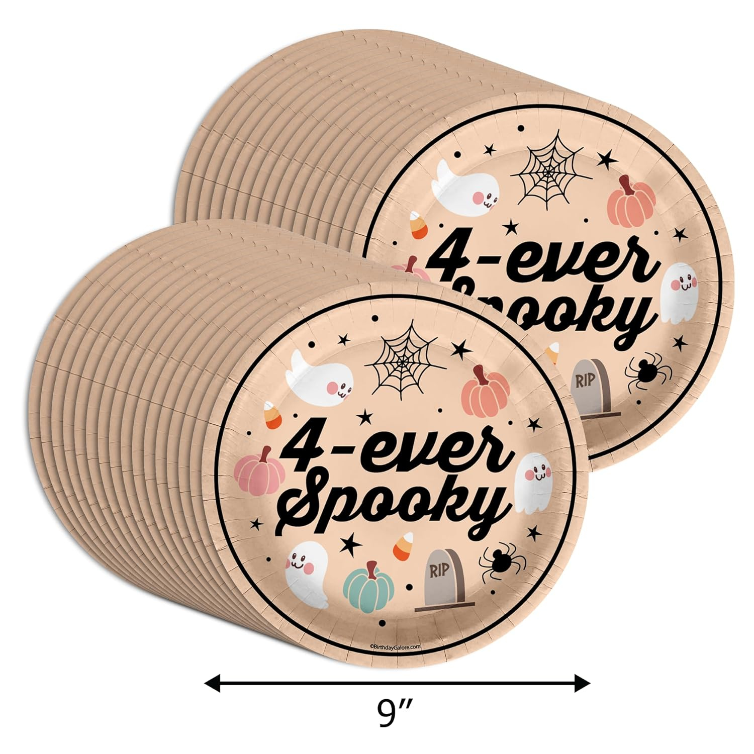 Four Ever Spooky Halloween 9" Round Paper Plates - 32 Piece Set