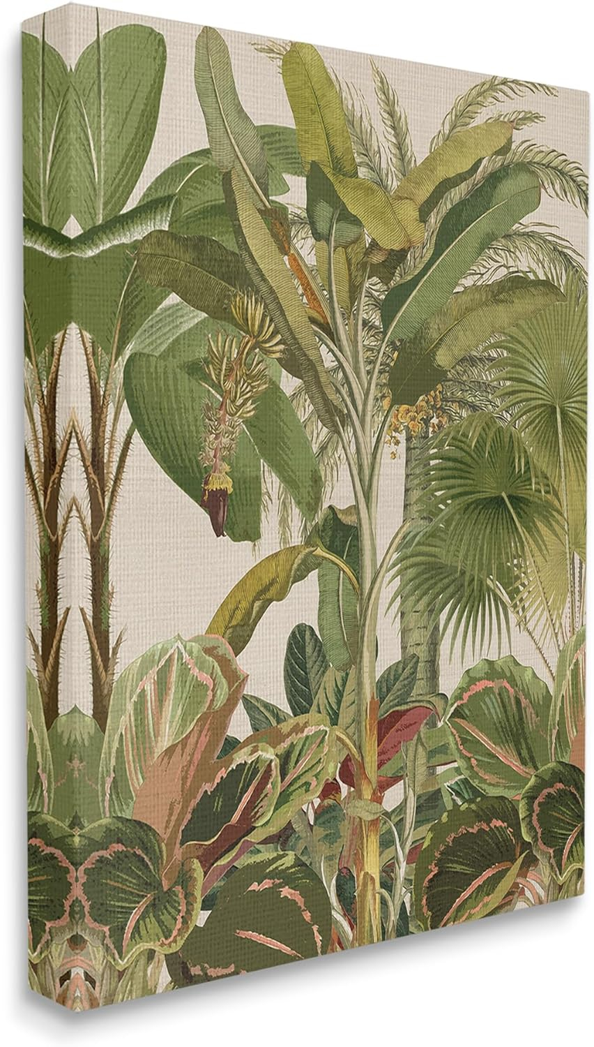Amber Sterling Tropical Jungle Green and Beige Canvas Wall Art