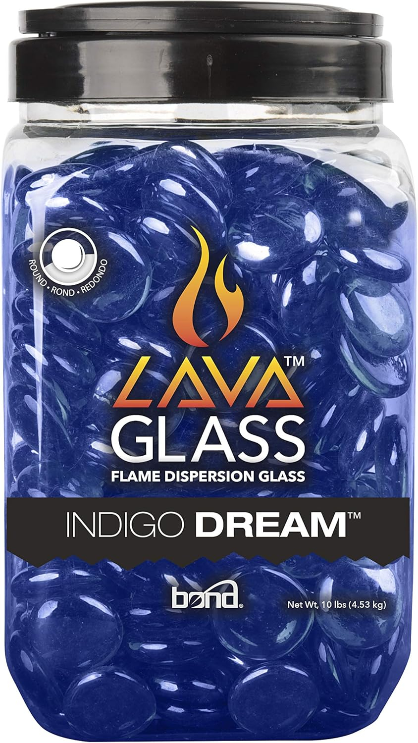 Indigo Blue Smooth Round Fire Glass for Fire Pits