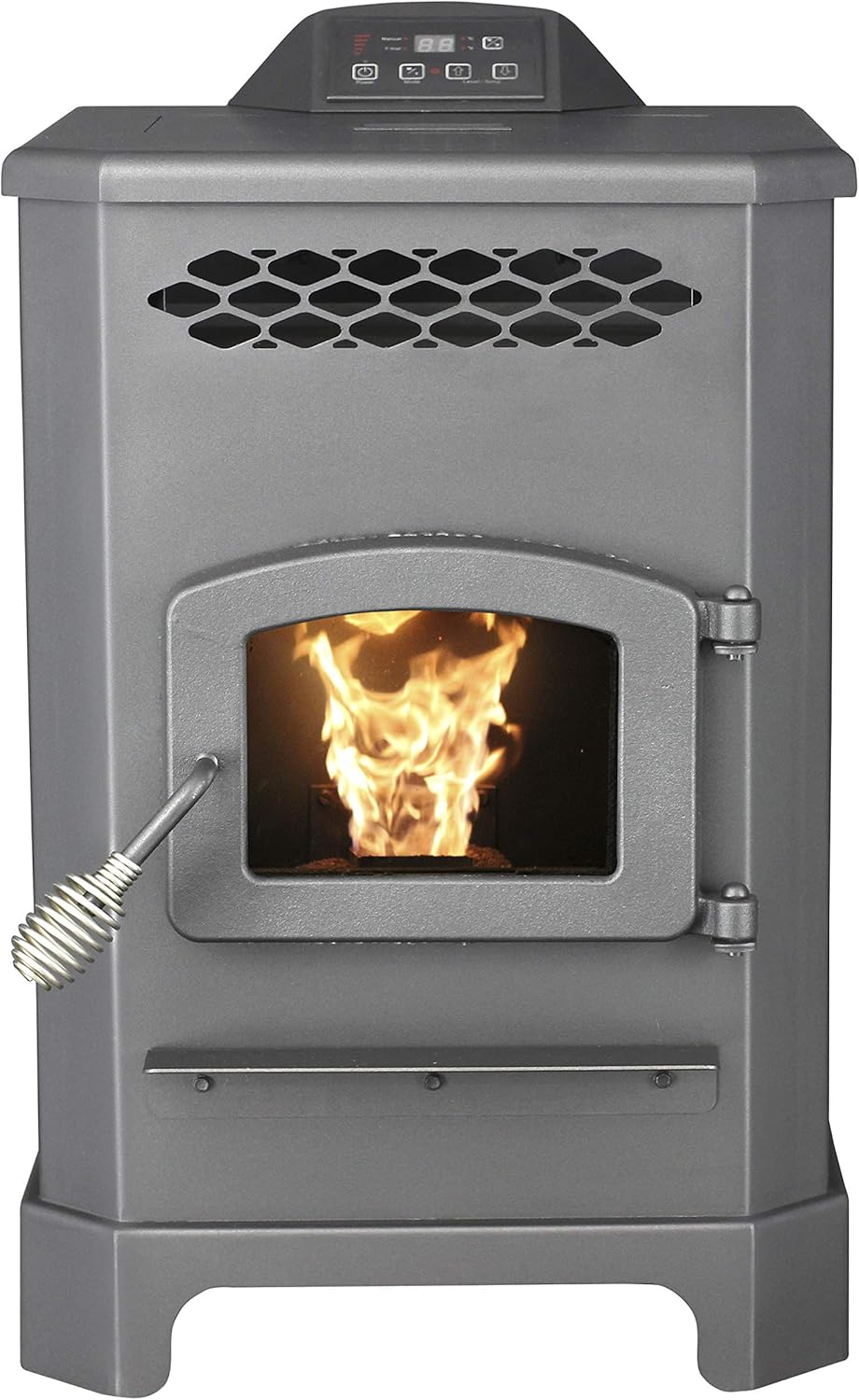 Medium Black Freestanding Pellet Stove with Remote Control