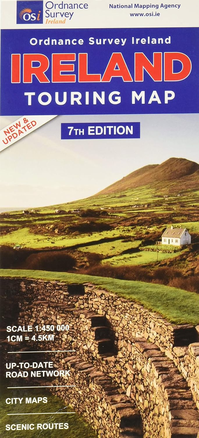 Ireland Touring Map with Scenic Routes and City Maps