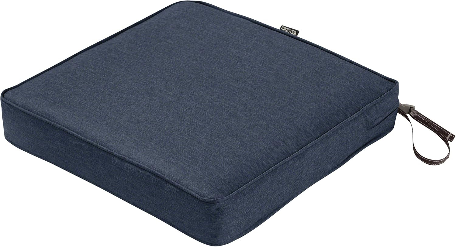 Classic Accessories Montlake FadeSafe Water-Resistant Patio Dining Seat Cushion, 19 x 19 x 3 inch, Heather Indigo