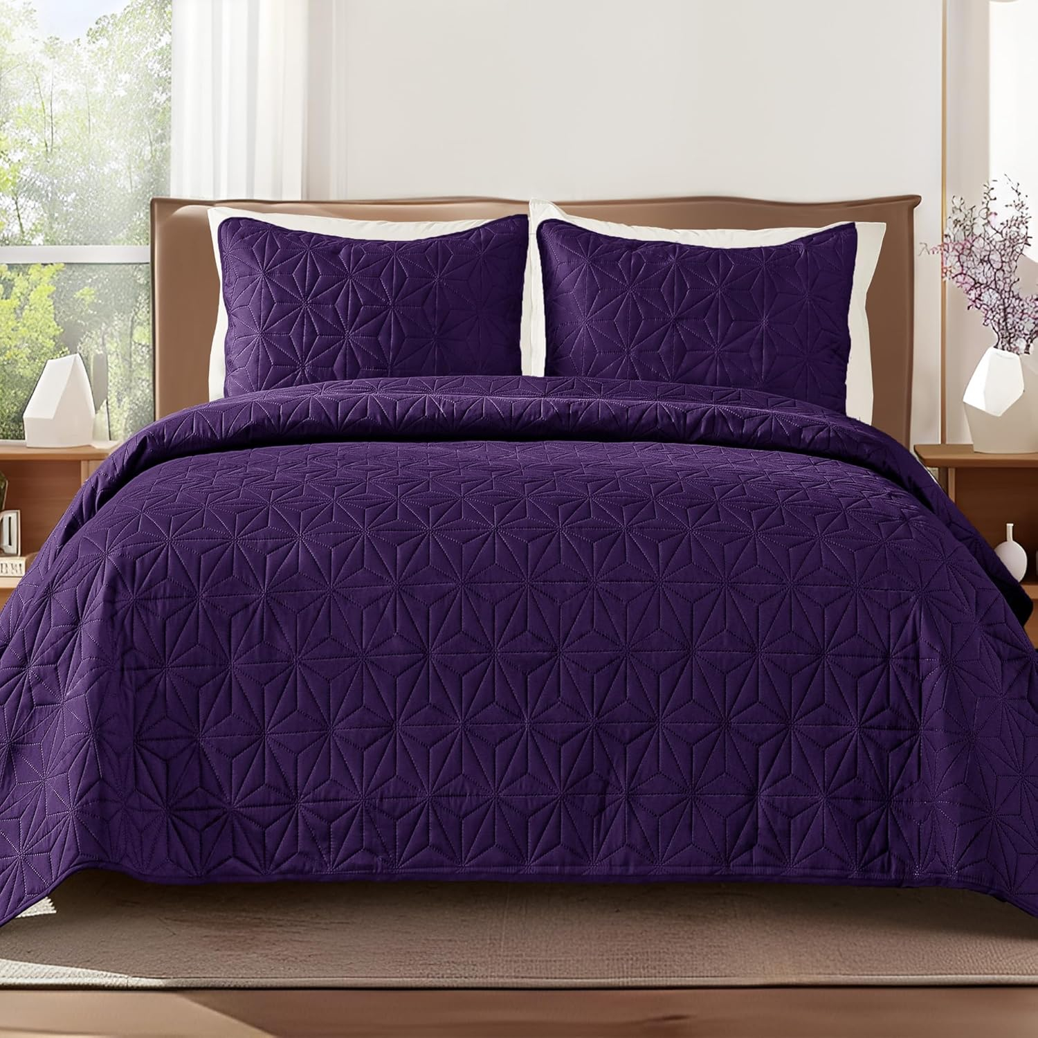3-Piece King Size Quilt Set Purple - 3 Piece - King