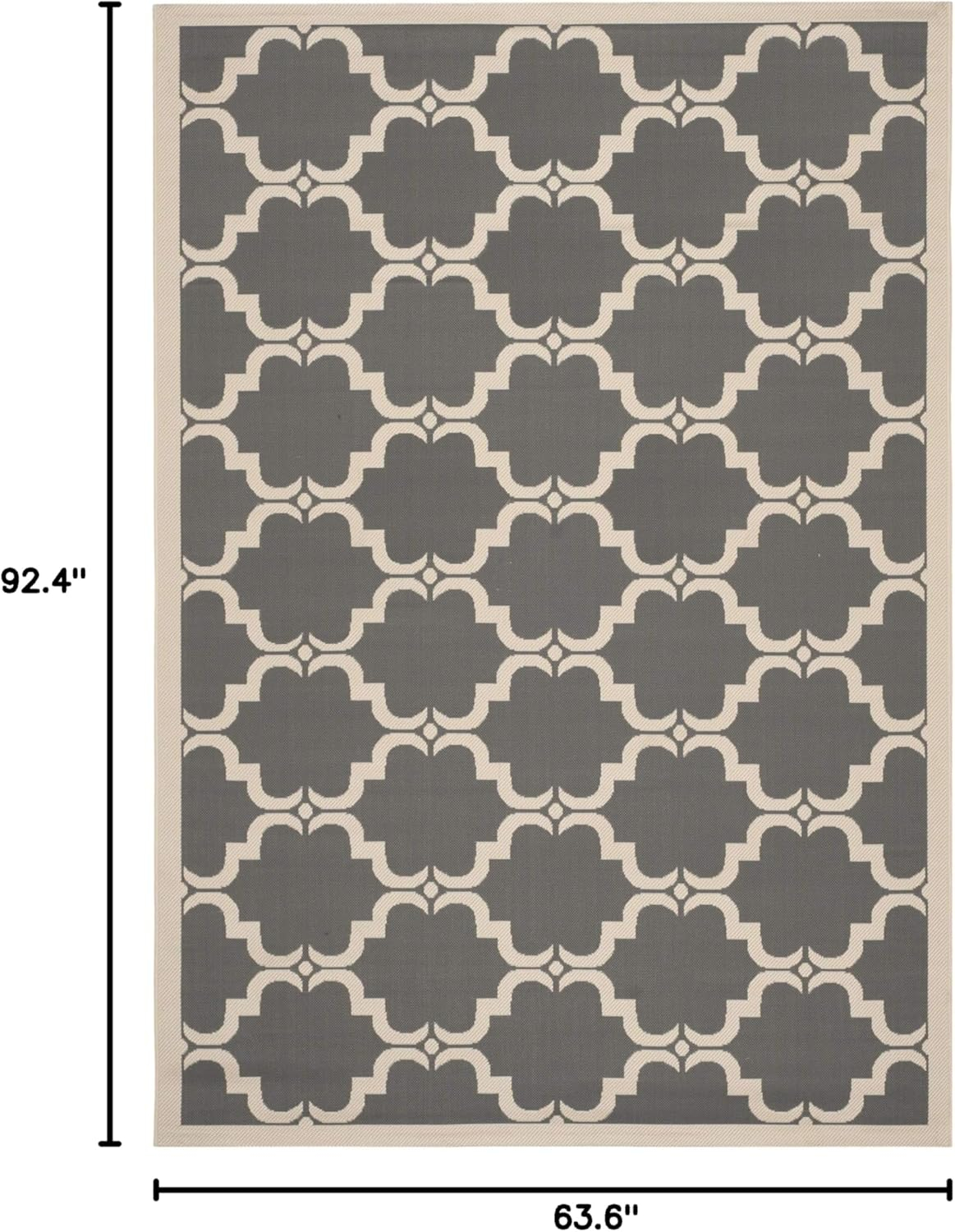 SAFAVIEH Courtyard Estelle Geometric Indoor/Outdoor Area Rug, Anthracite/Beige, 5'3" x 7'7"