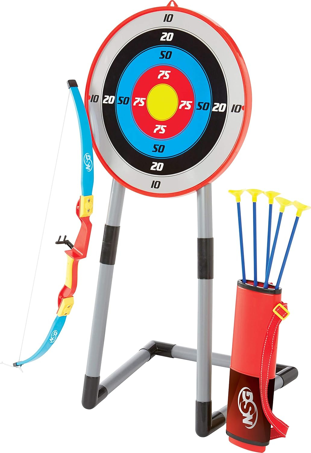 NSG Deluxe Bow & Arrow Archery Set for Kids - Toy Archery Bow with Large Freestanding Target, Suction Cup Arrows, and Quiver - Toys for Children Above 6 Years of Age