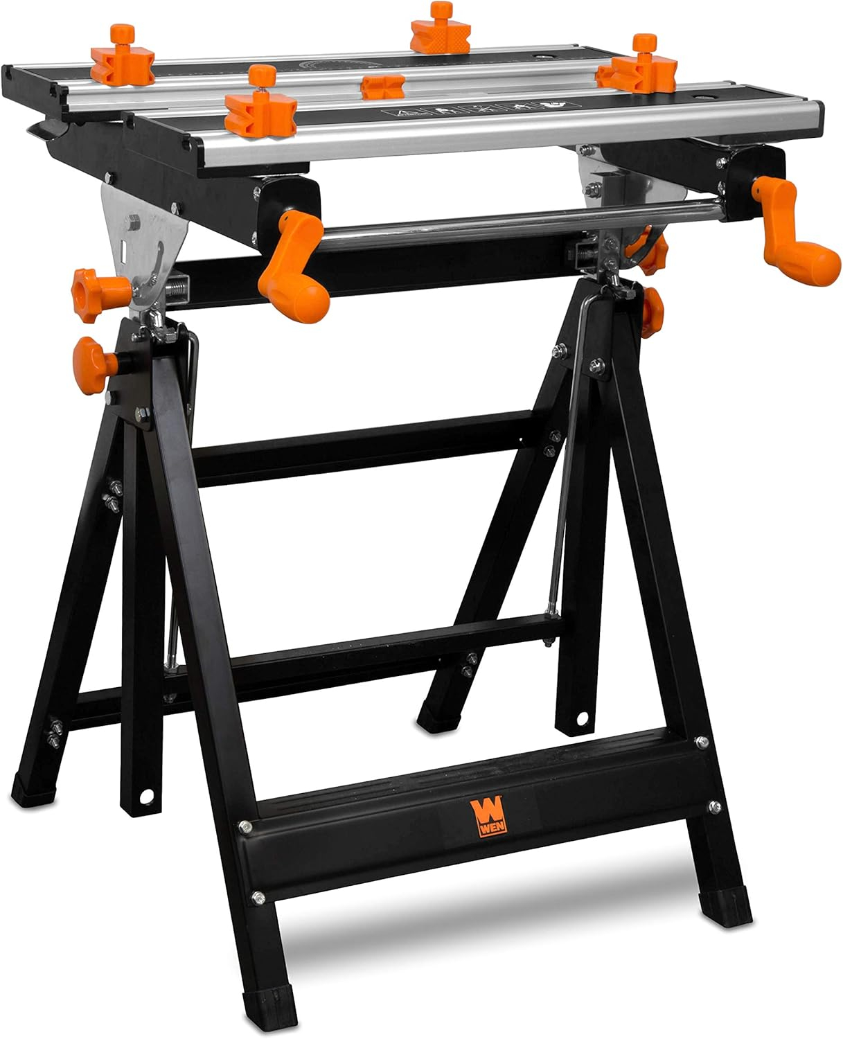 WEN 24-Inch Height Adjustable Tilting Steel Portable Work Bench and Vise with 8 Sliding Clamps