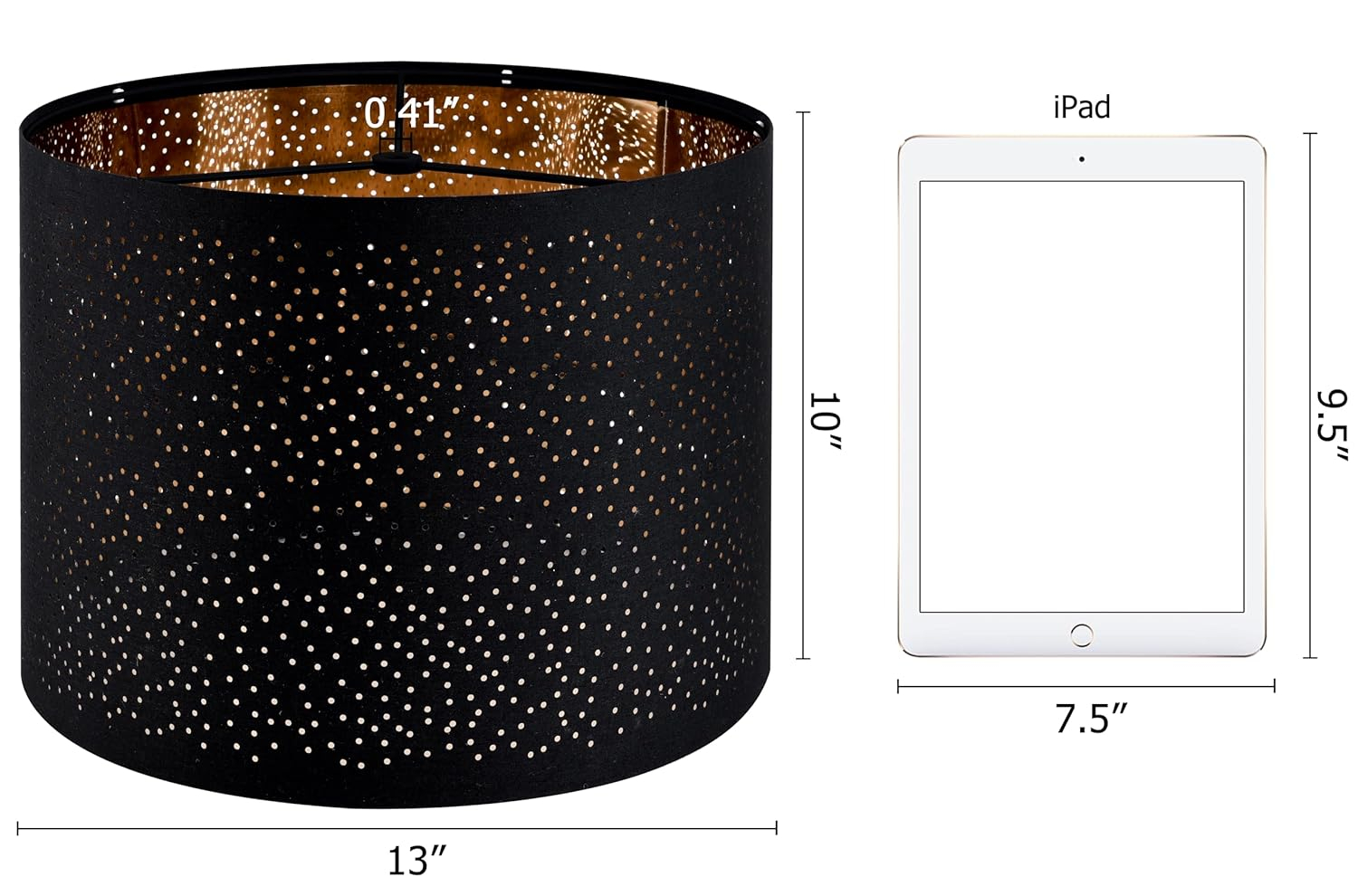GO&SO Black Lamp Shades Set of 2, Drum Lampshades with Laser Drilling Design, Medium Lampshade 13" Top x 13" Bottom x 10" High, Lamp Shade For Tablelamp,Floor Lamps,Wall Hanging, Assembly Required