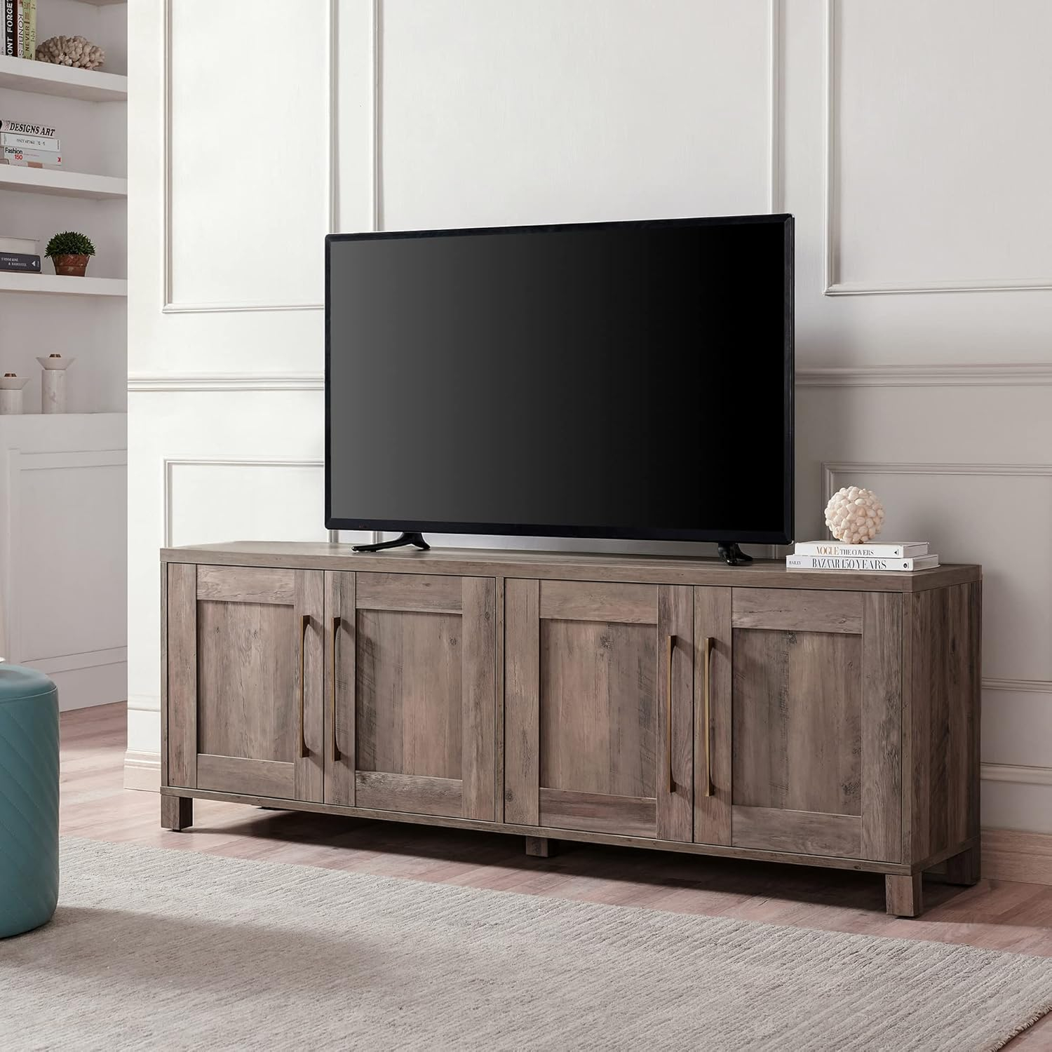 Evelyn&Zoe Chabot Rectangular TV Stand for TV's up to 75", Gray Oak