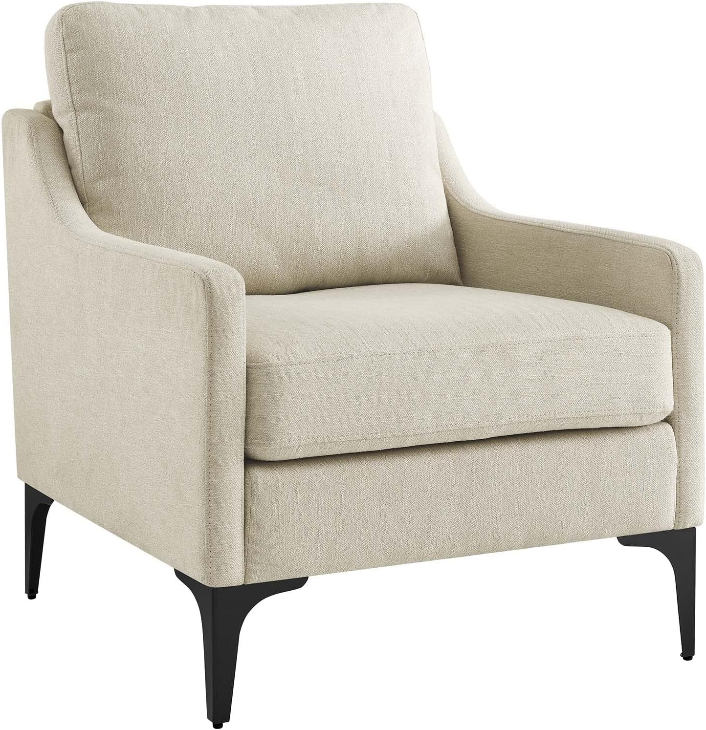 Modway Corland Upholstered Fabric Armchair in Beige