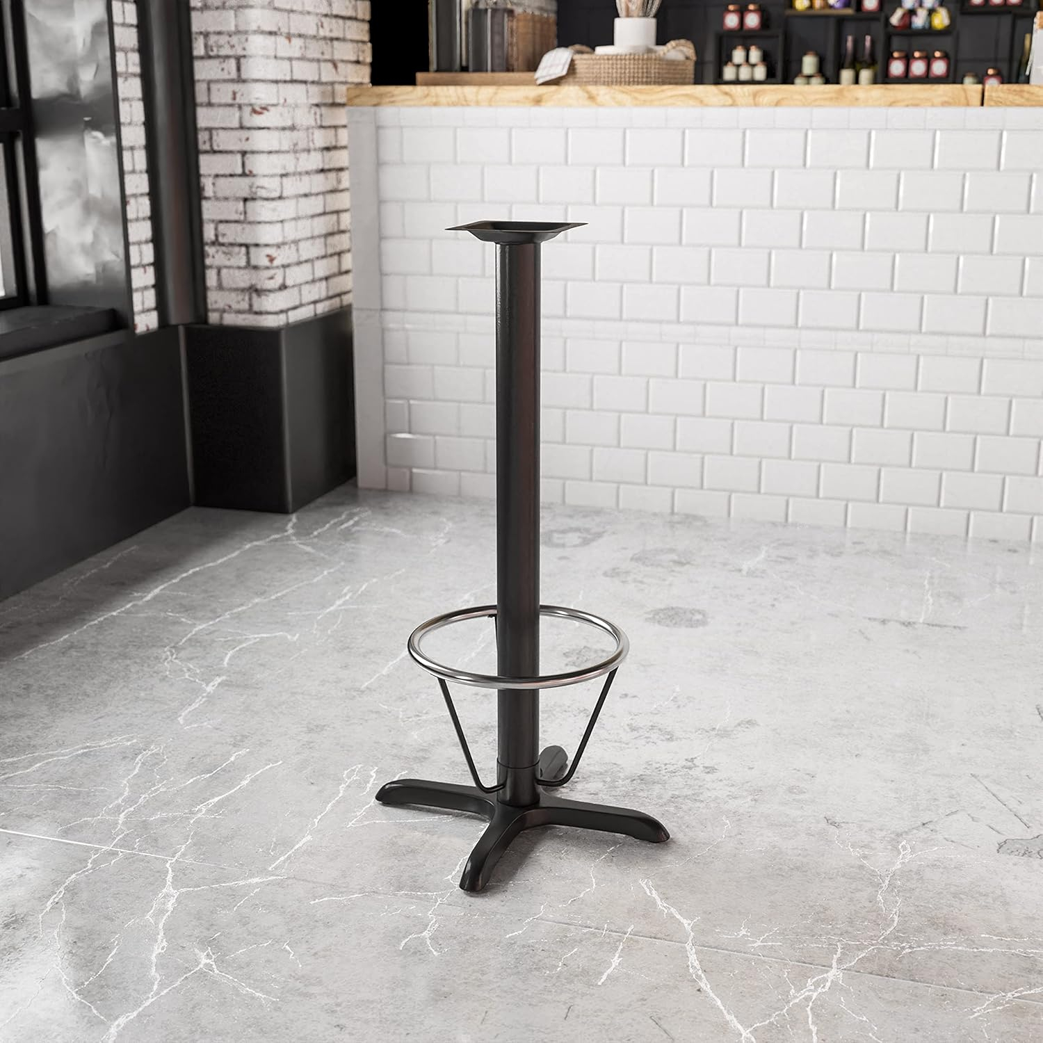Flash Furniture 22'' x 22'' Restaurant Table X-Base with 3'' Dia. Bar Height Column and Foot Ring