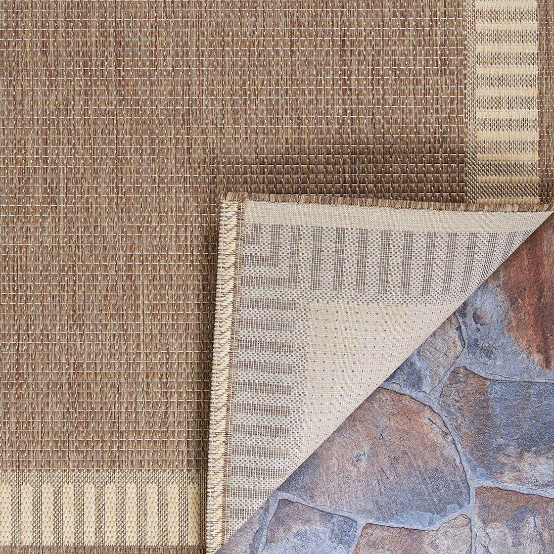 Couristan 2.25' x 7.75' Cocoa Brown Bordered Rectangular Polypropylene Area Runner Rug