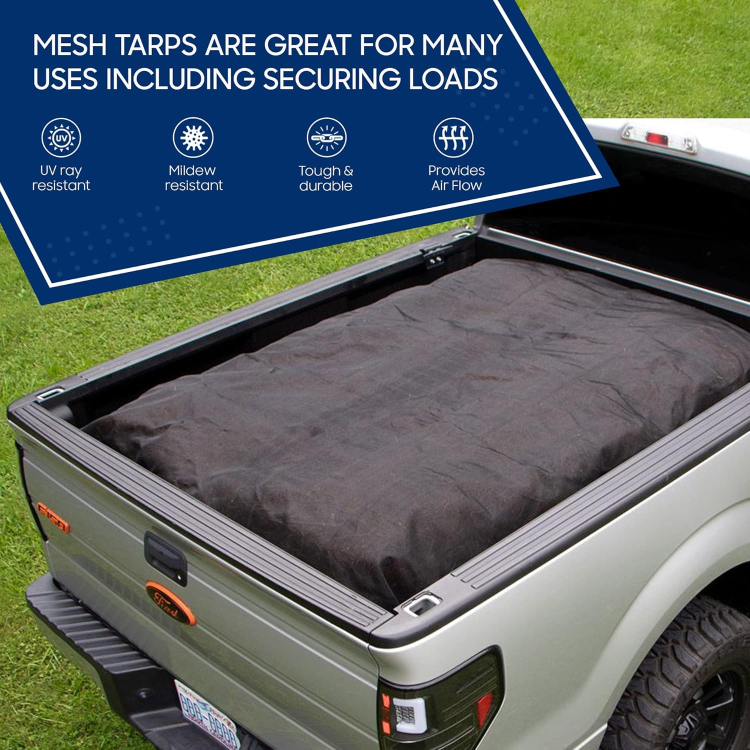 Tarps Now Heavy Duty Mesh Tarps, (8' X 16') with Grommets - 75% Sunblock Shade Cloth Tarp for Patio Screen, Wind Block, Privacy Screen, Canopies, Dump Trucks, Pool Cover - Black