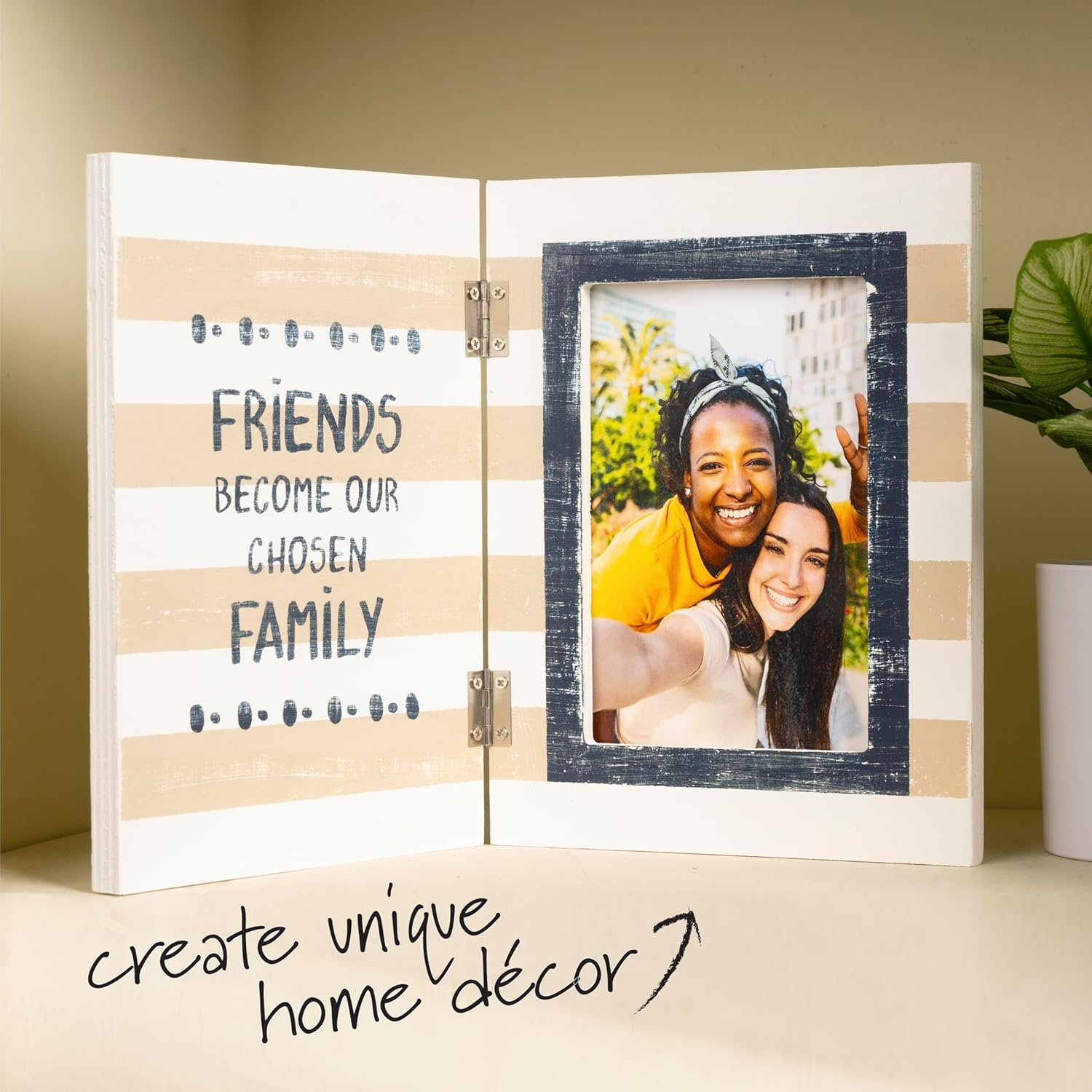 Plaid, Unpainted Wood Hinged Photo Frame, for DIY Arts and Crafts Projects