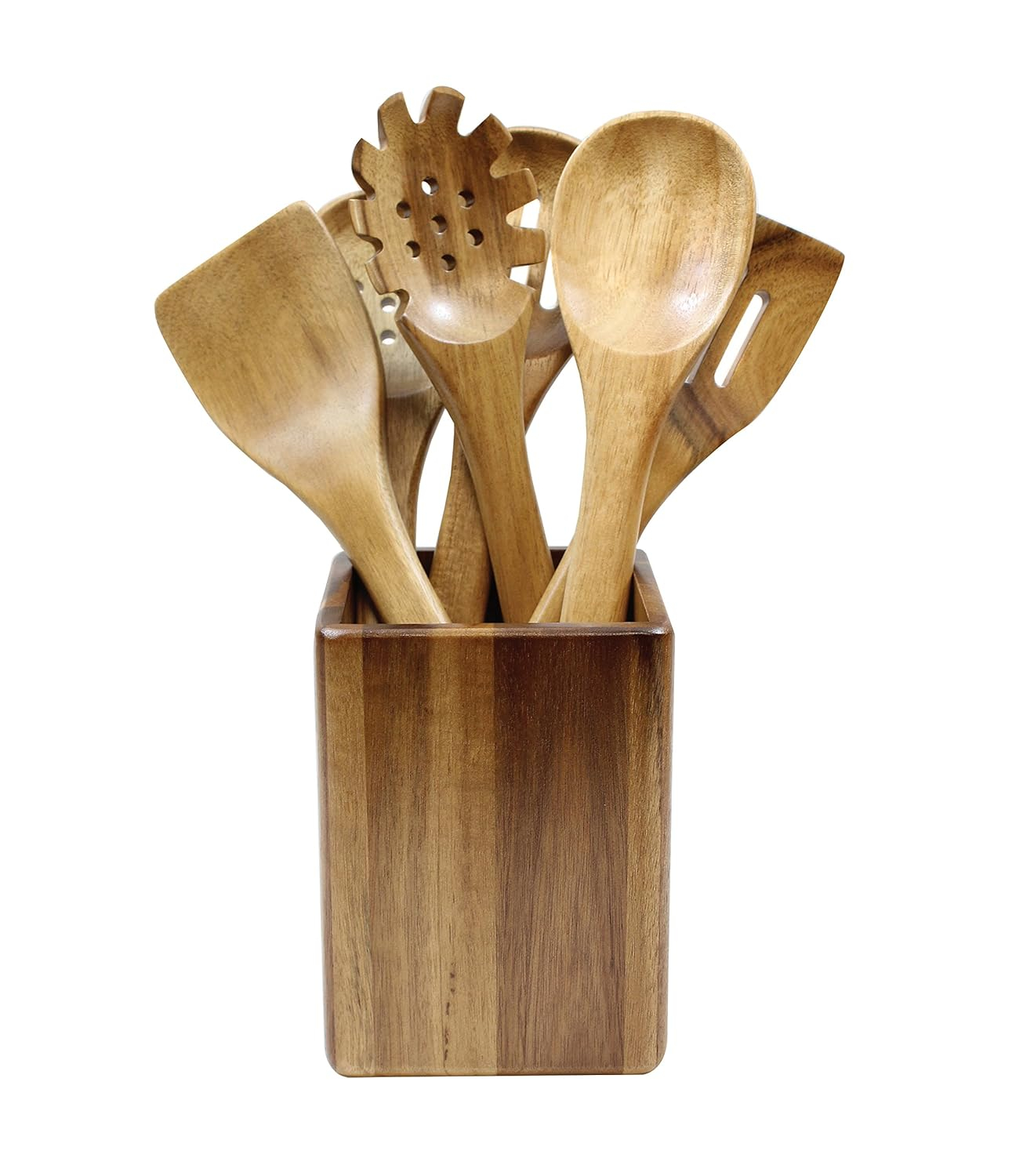 TableCraft Elements 6pc Acacia Kitchen Utensil Set with Holder