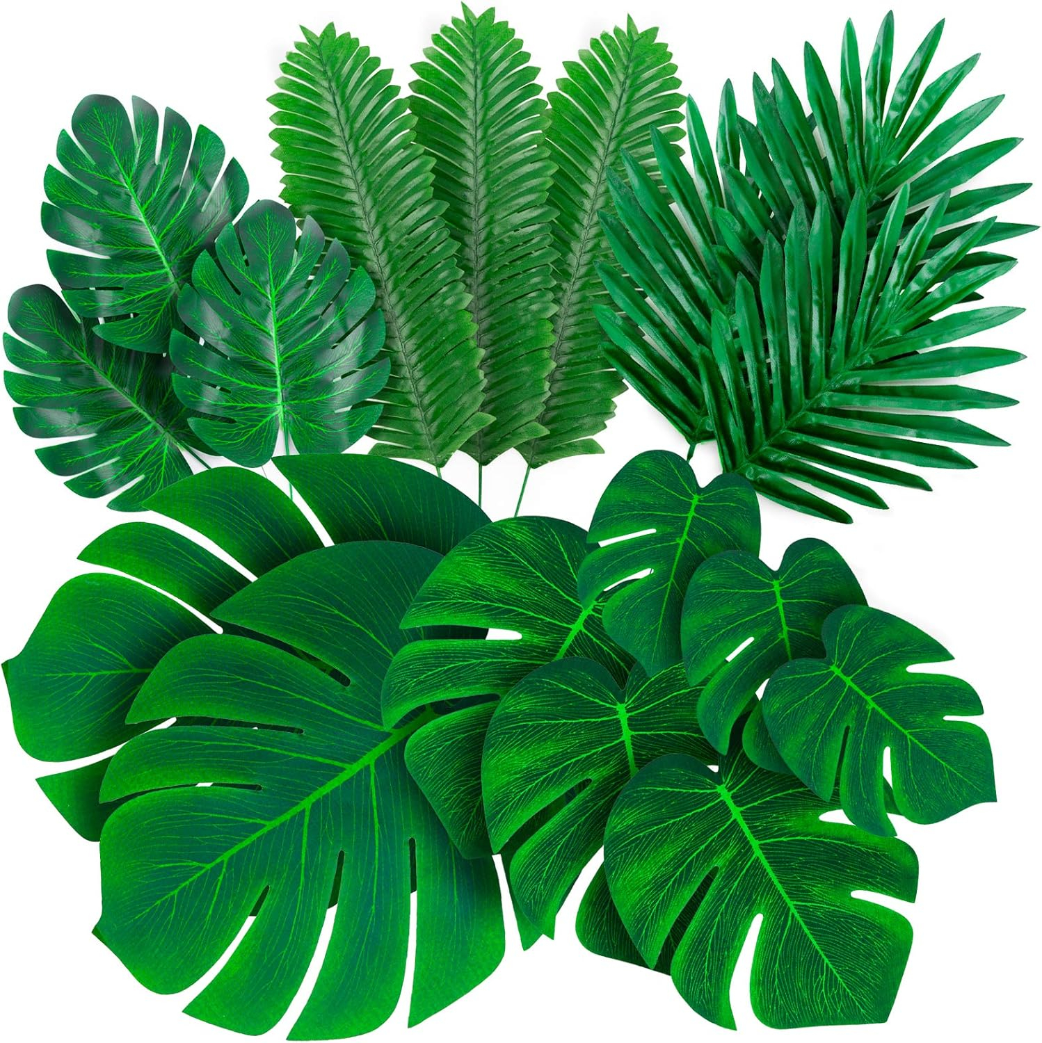 Large Green Artificial Palm Leaf Arrangement for Tabletop Centerpiece