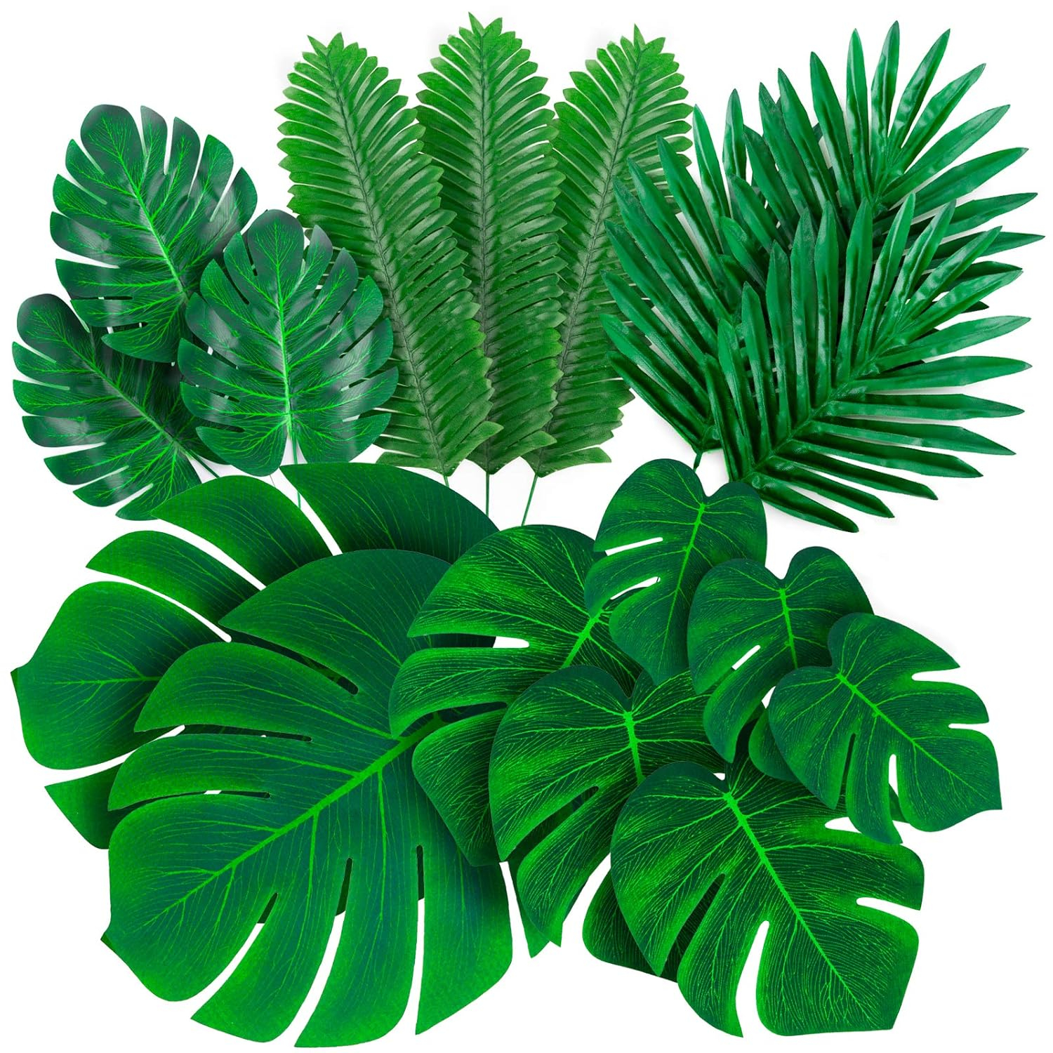 Large Green Artificial Palm Leaf Arrangement for Tabletop Centerpiece