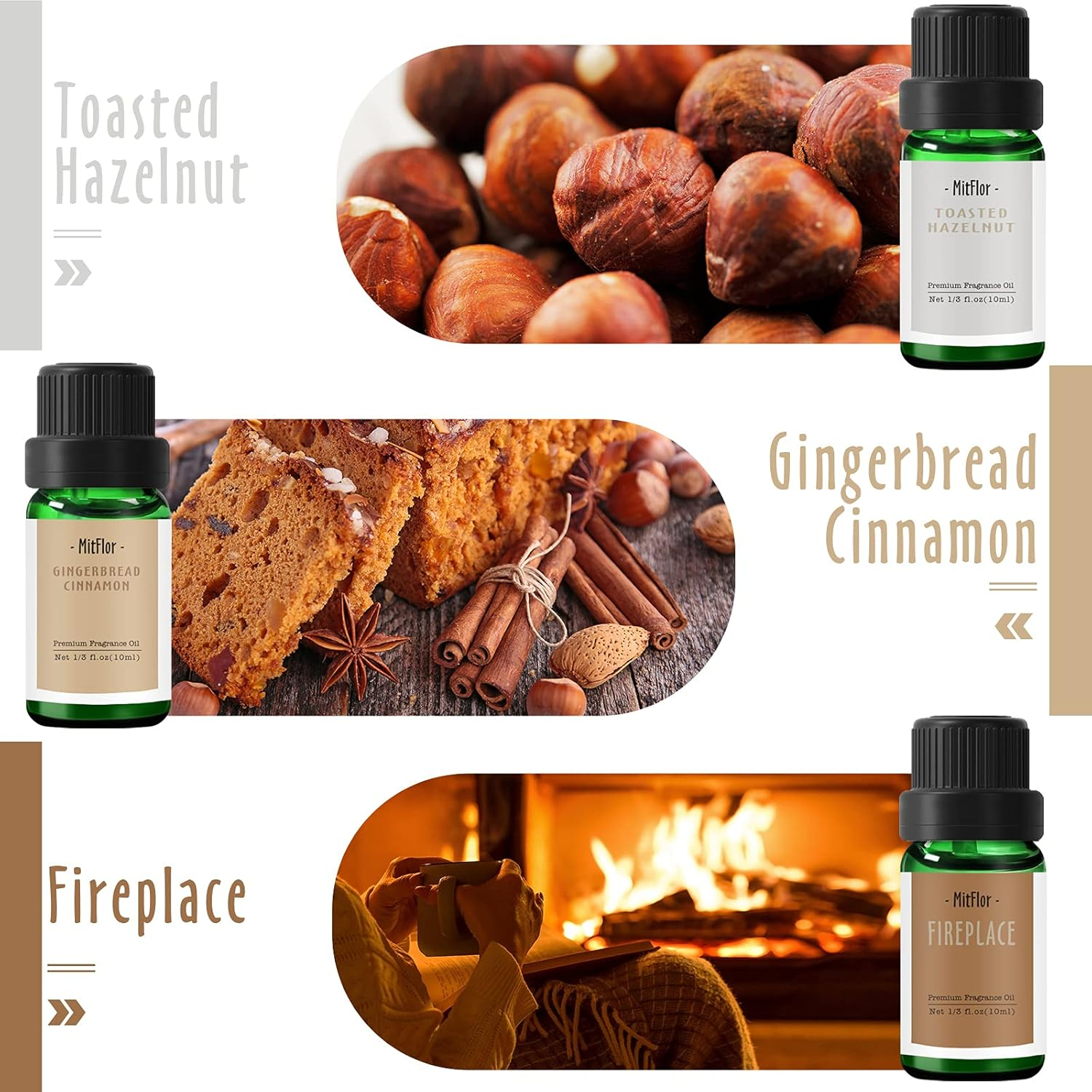 MitFlor Winter Essential Oil Gift Set - 6 Holiday Scents for Home Diffusers, Candle & Soap Making