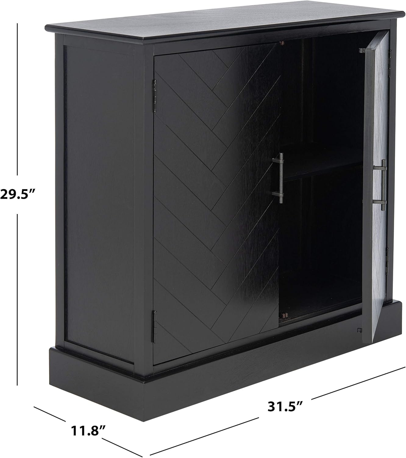 SAFAVIEH Peyton Contemporary Black Wood Storage Rectangle Console Table (31.5 in. W x 13.4 in. D x 26 in. H)